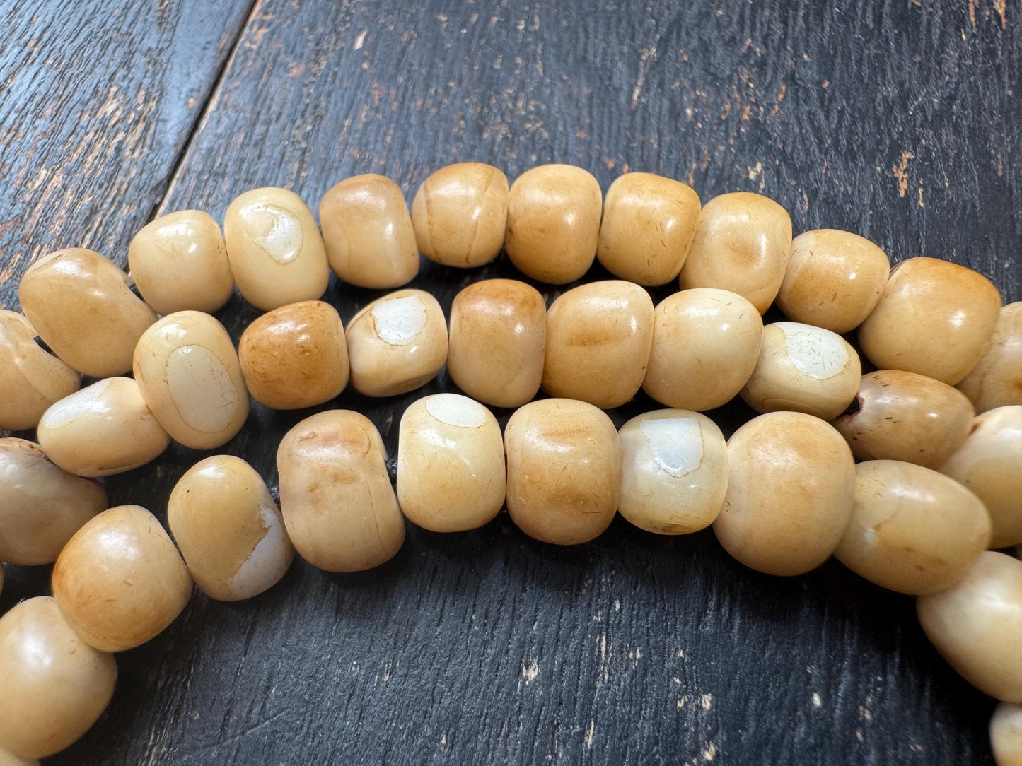 108 Bead Natural Organic Mala Necklace – Aged Patina Prayer Beads, Hand-Strung, 28 Inches