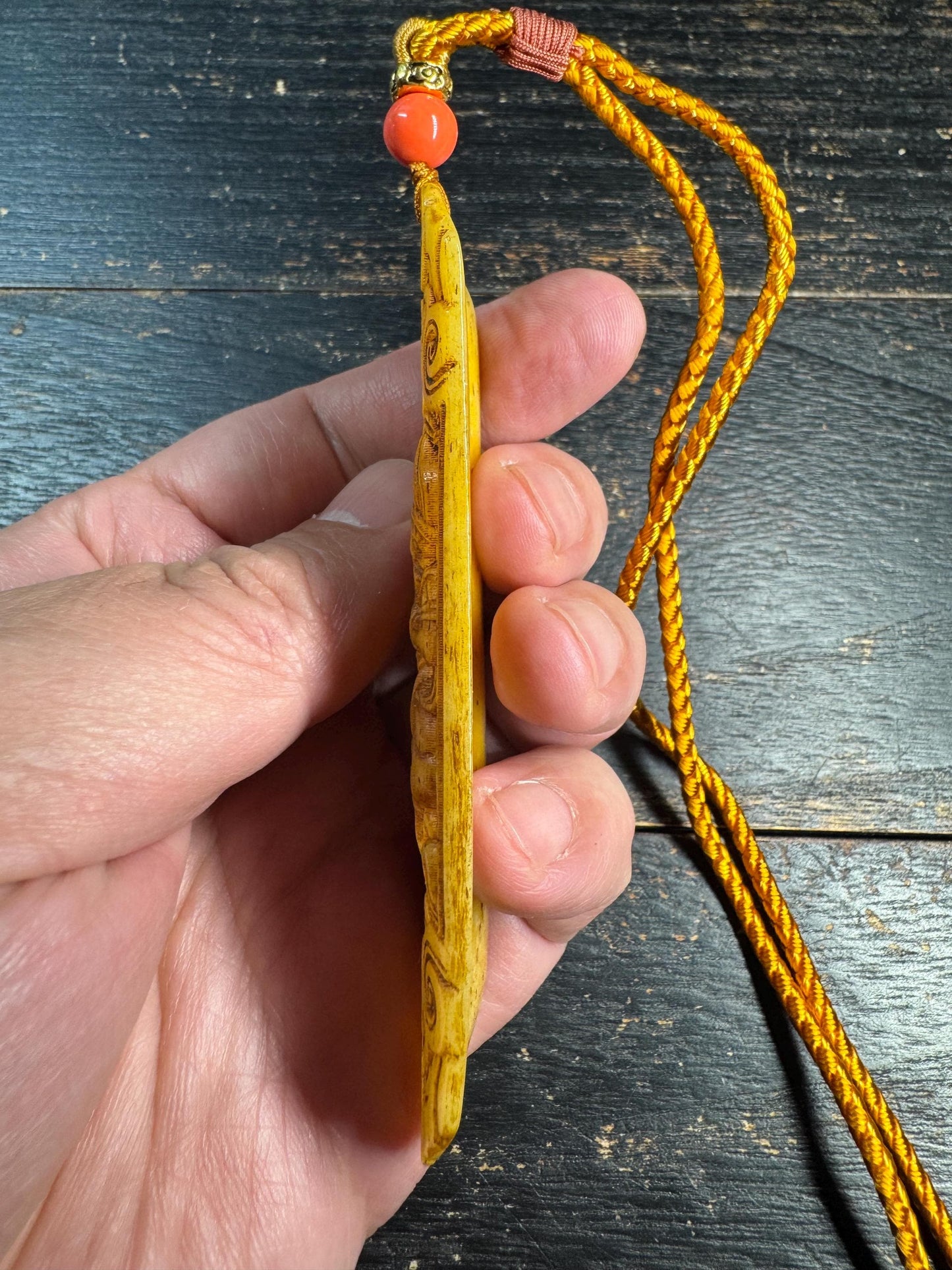 Yak Bone Dakini Pendant Necklace – Hand Carved Tibetan Buddhist Amulet, Himalayan Protective Talisman with Cord