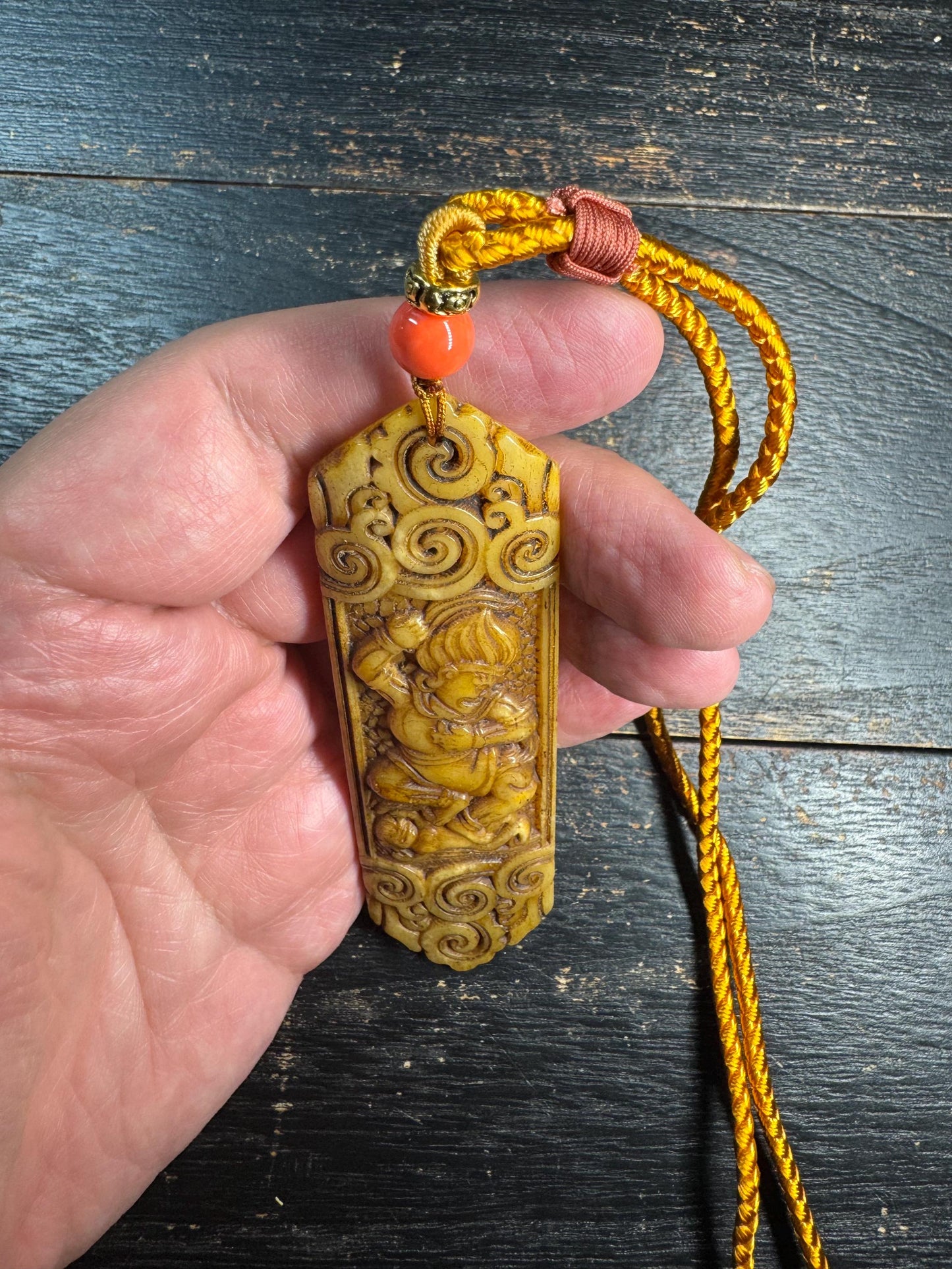 Yak Bone Dakini Pendant Necklace – Hand Carved Tibetan Buddhist Amulet, Himalayan Protective Talisman with Cord
