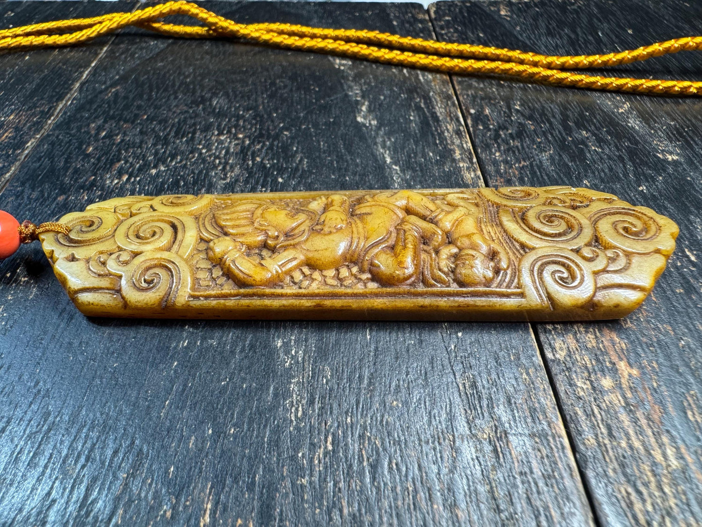 Yak Bone Dakini Pendant Necklace – Hand Carved Tibetan Buddhist Amulet, Himalayan Protective Talisman with Cord