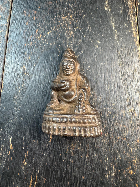 Antique Tibetan Bronze Jambhala Statue – Buddhist Wealth Deity with Mongoose, Yellow Dzambhala Prosperity Amulet