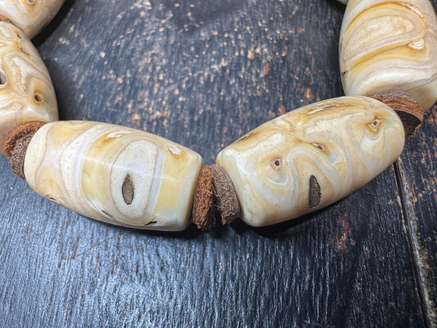 Camel Tooth Bead Bracelet – Handcrafted Natural Camel Tooth Bracelet – Tibetan Style Tribal Jewelry – Rustic Organic Wrist Mala