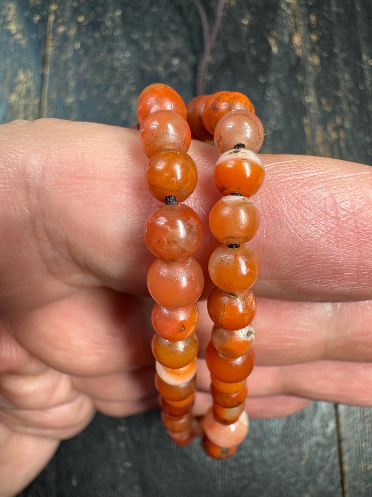 Mini Nanhong Agate 108 Mala Necklace | Fine Small Bead Red Agate Mala | Bodhi Guru Bead | Deer Antler Bat Pendant | Meditation Jewelry
