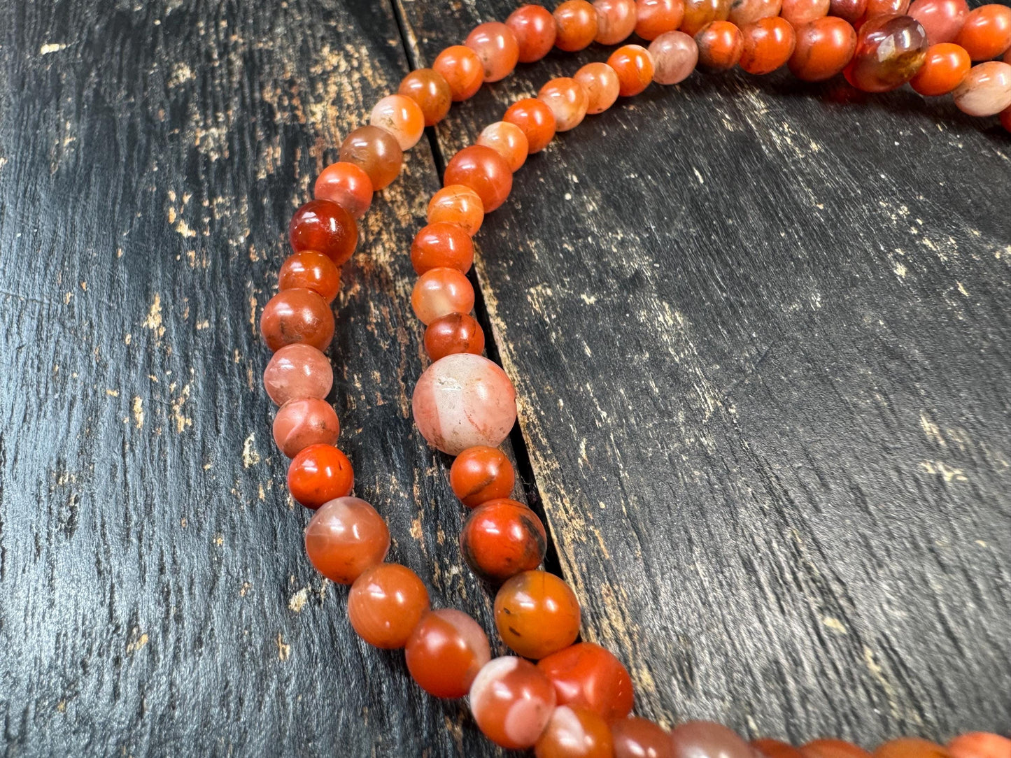 Mini Nanhong Agate 108 Mala Necklace | Fine Small Bead Red Agate Mala | Bodhi Guru Bead | Deer Antler Bat Pendant | Meditation Jewelry