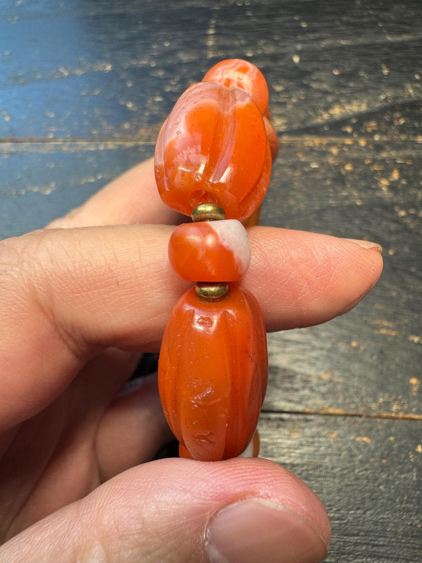 Natural Nanhong Agate Bracelet – Large Barrel Beads, Warm Red Carnelian Tones, Statement Stretch Bracelet, Artisan Jewelry