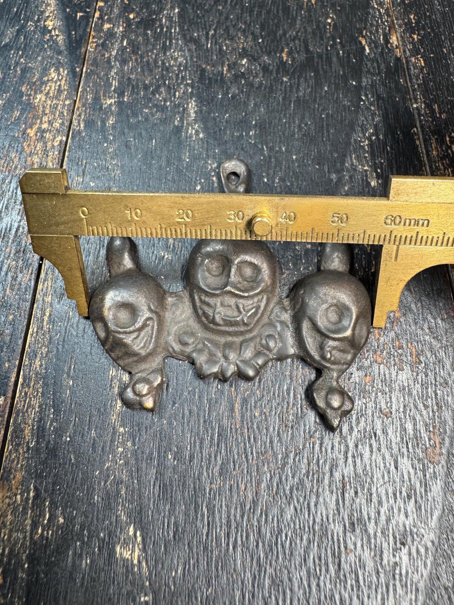 Vintage Tibetan Bronze Skull Amulet Pendant | Triple Skull Protector Talisman | Himalayan Tribal Charm