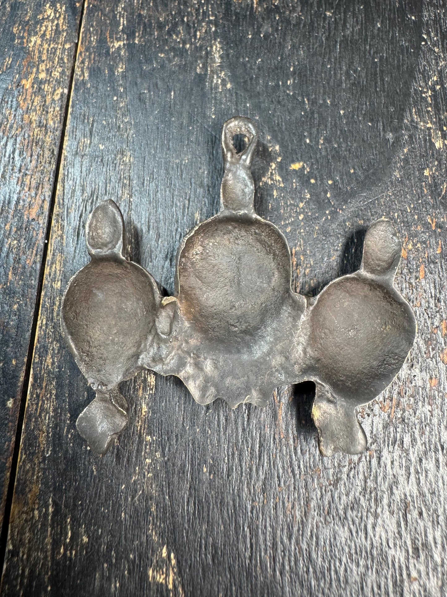 Vintage Tibetan Bronze Skull Amulet Pendant | Triple Skull Protector Talisman | Himalayan Tribal Charm