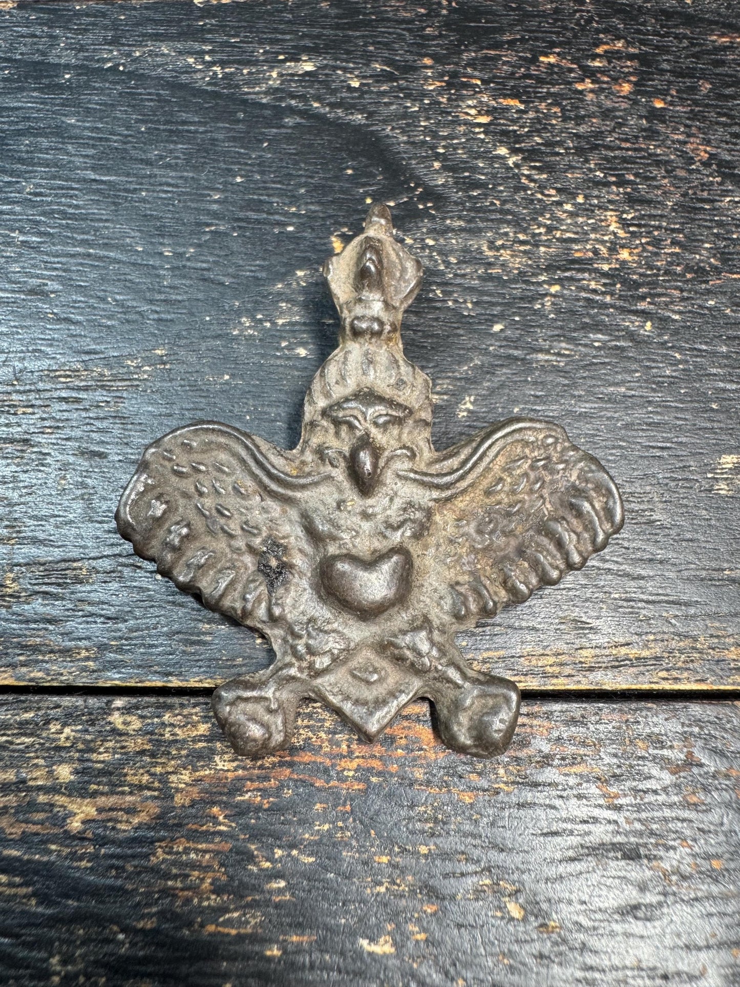 Vintage Bronze Garuda Amulet Pendant Tibetan Nepalese Style Bird Protector Talisman Ethnic Tribal Jewelry