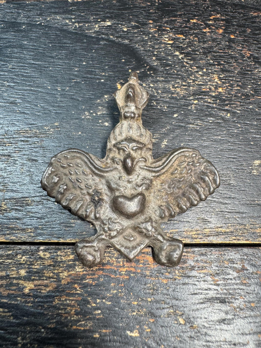 Vintage Bronze Garuda Amulet Pendant Tibetan Nepalese Style Bird Protector Talisman Ethnic Tribal Jewelry