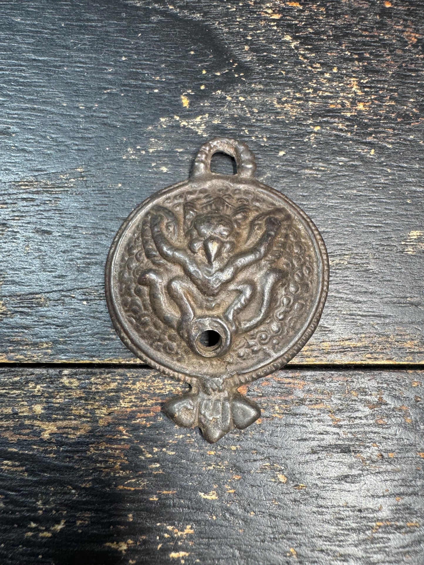Vintage Bronze Garuda Amulet Pendant Tibetan Nepalese Style Bird Protector Medallion Talisman