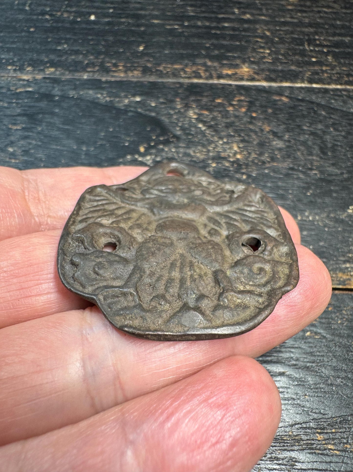 Vintage Bronze Garuda Amulet Pendant Om Mani Padme Hum Tibetan Mantra Talisman Nepal Protector Charm