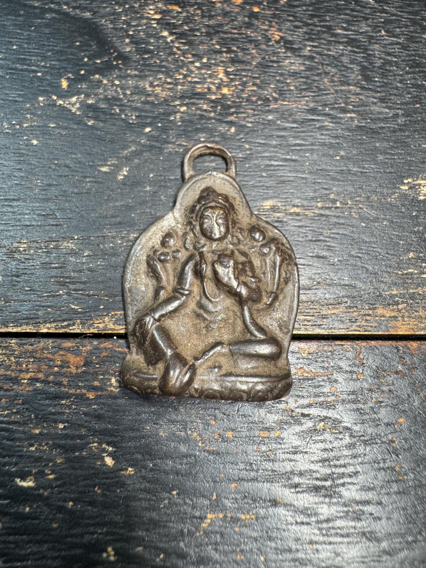 Vintage Bronze Green Tara Pendant Tibetan Buddhist Goddess Amulet Nepal Tara Protector Charm