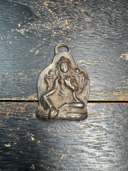 Vintage Bronze Green Tara Pendant Tibetan Buddhist Goddess Amulet Nepal Tara Protector Charm