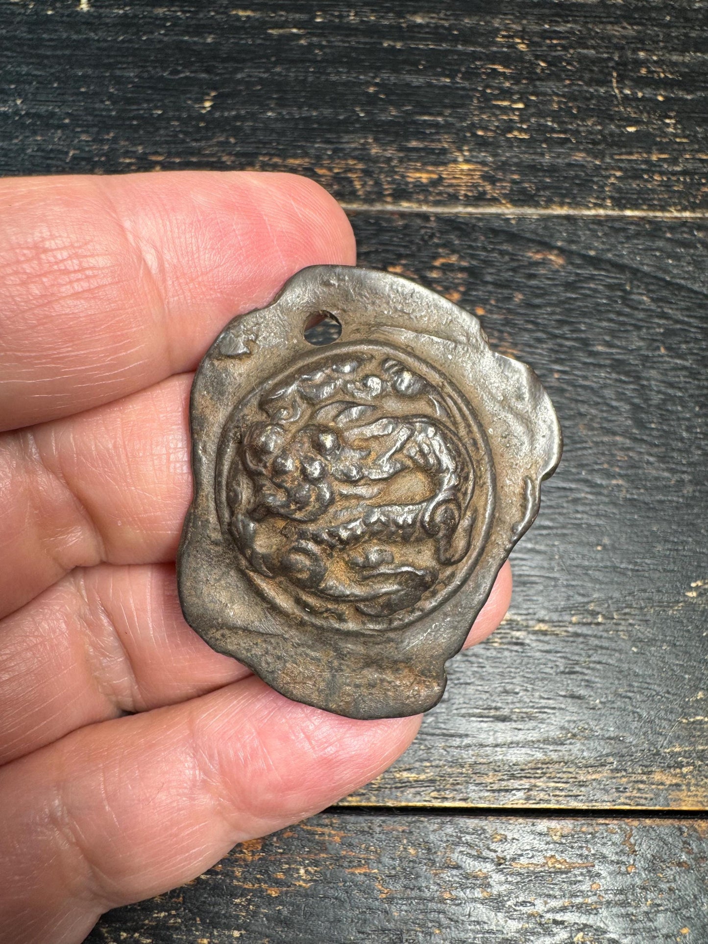 Vintage Bronze Dragon Amulet Pendant Asian Talisman Chinese Style Dragon Medallion Protector Charm