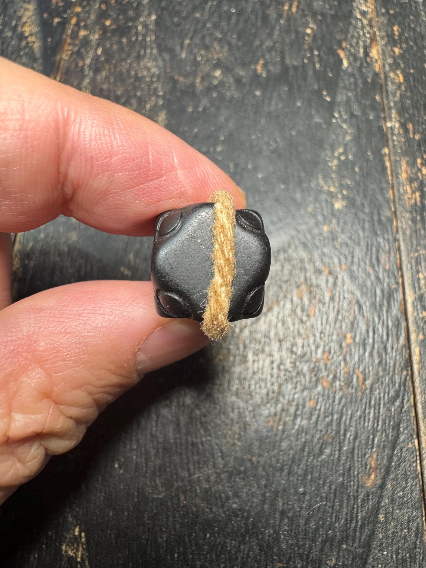 Carved Black Stone Guru Bead – Tibetan Style Mala Center Bead – Matte Finish Spacer – DIY Buddhist Jewelry Supply