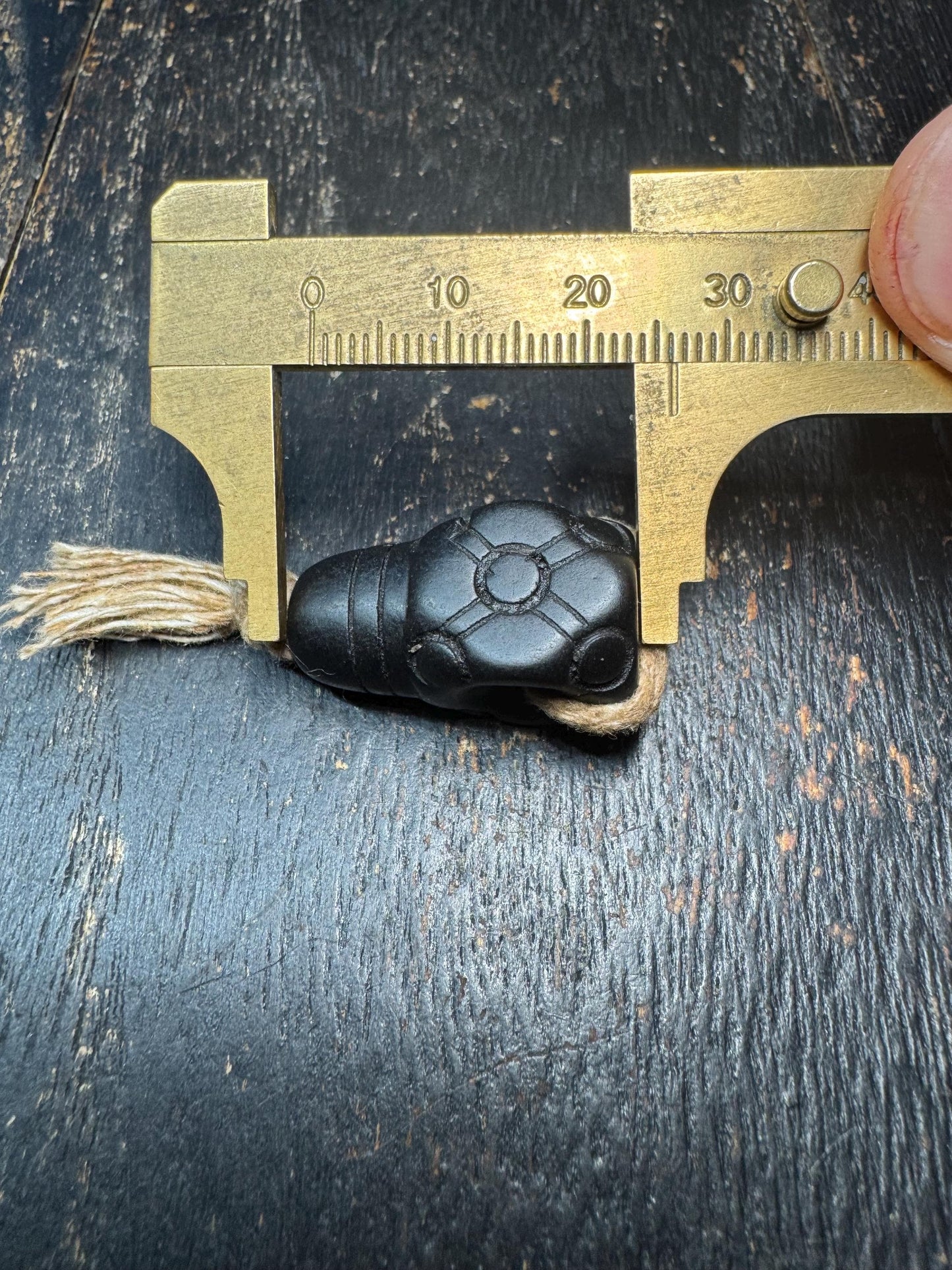 Carved Black Stone Guru Bead – Tibetan Style Mala Center Bead – Matte Finish Spacer – DIY Buddhist Jewelry Supply