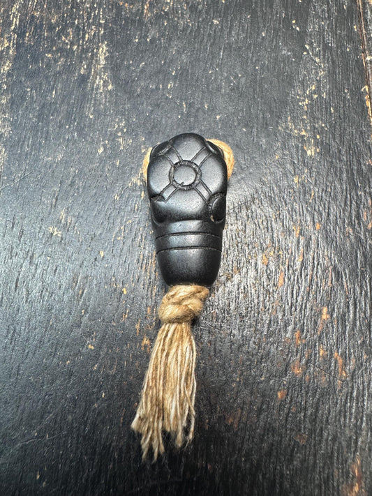 Carved Black Stone Guru Bead – Tibetan Style Mala Center Bead – Matte Finish Spacer – DIY Buddhist Jewelry Supply
