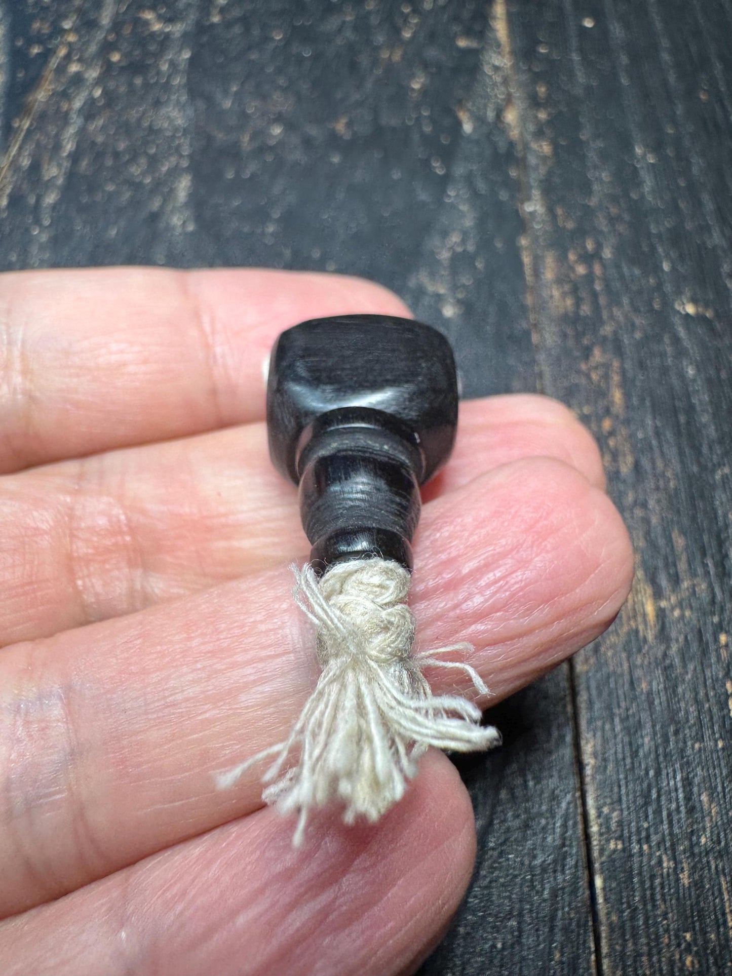 Hand Carved Black Ox Horn Guru Bead – Tibetan Style Mala Center Bead – Natural Horn Buddhist Jewelry Supply