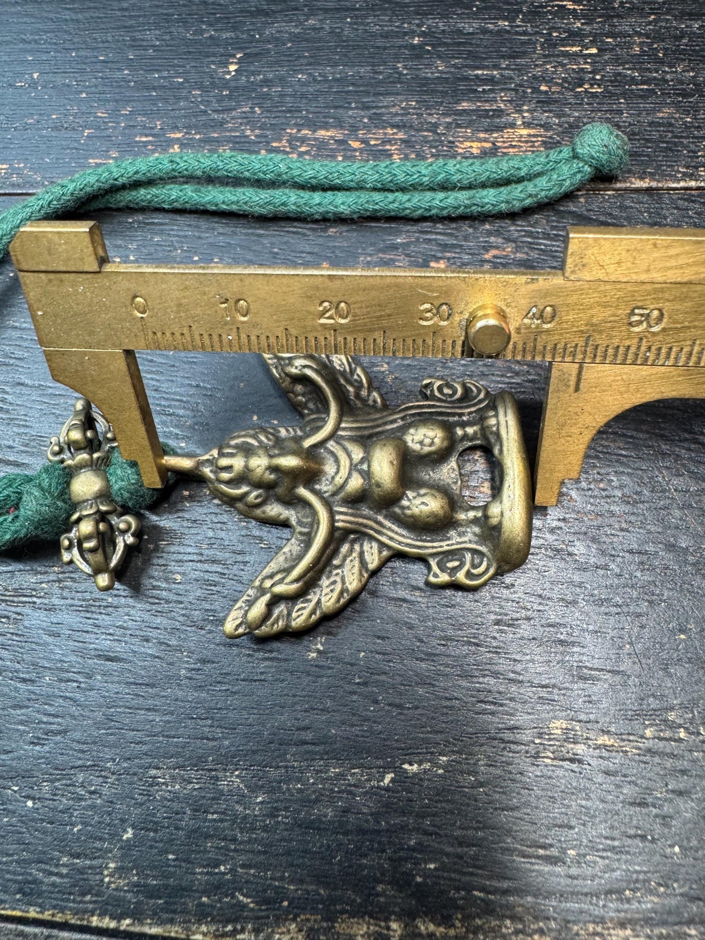 Tibetan Brass Garuda Pendant with Vajra – Buddhist Protection Amulet Necklace – Vintage Style Spiritual Talisman