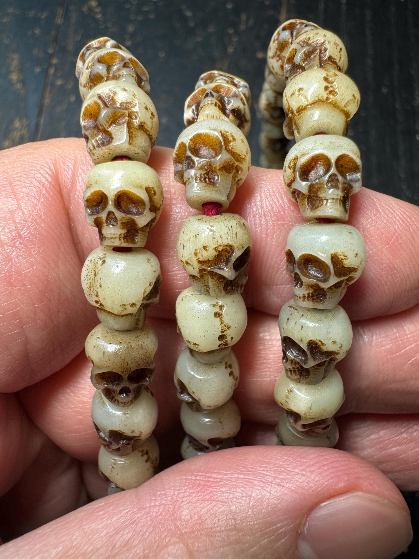 108 Yak Bone Skull Mala Beads Necklace | Tibetan Charnel Ground Style | Hand Carved Bone Mala | Meditation Prayer Beads 36 Inches