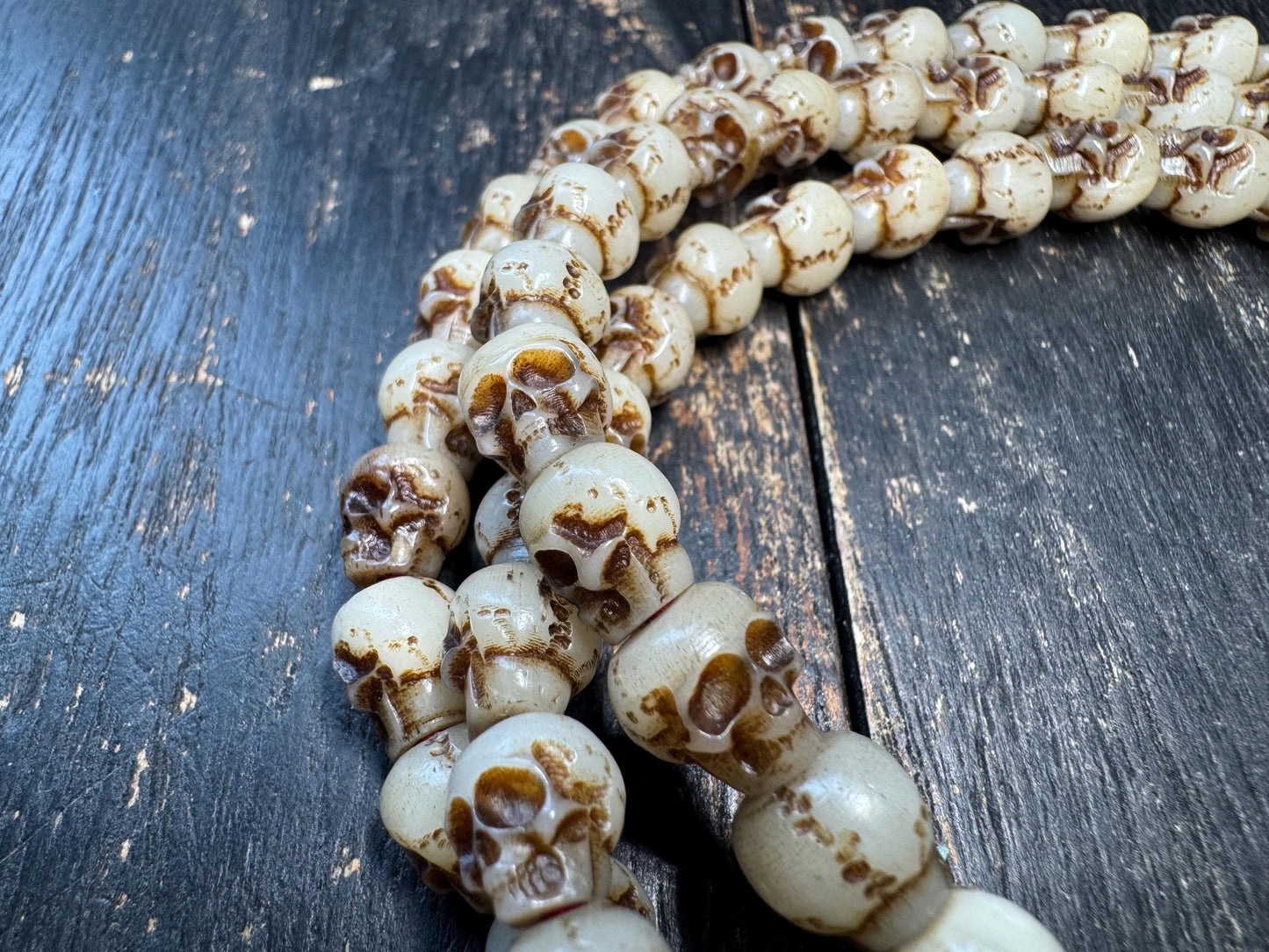 108 Yak Bone Skull Mala Beads Necklace | Tibetan Charnel Ground Style | Hand Carved Bone Mala | Meditation Prayer Beads 36 Inches