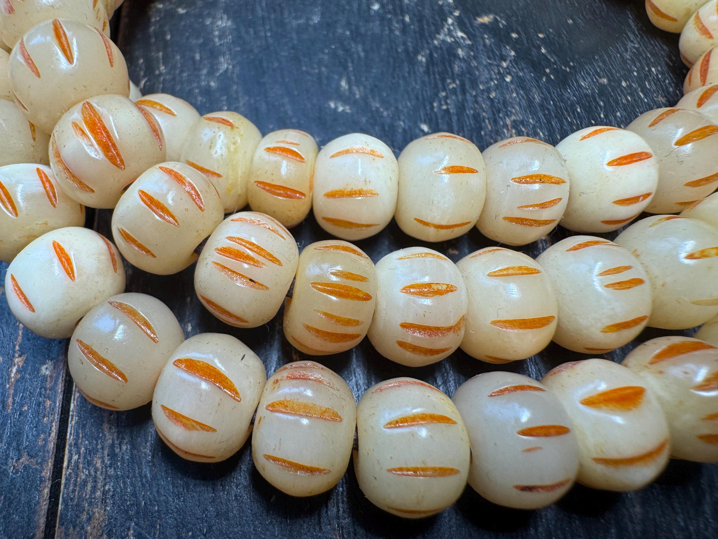 108 Yak Bone Mala Beads Necklace | Hand Carved Tibetan Style Prayer Beads | 11mm Meditation Mala 33 Inches