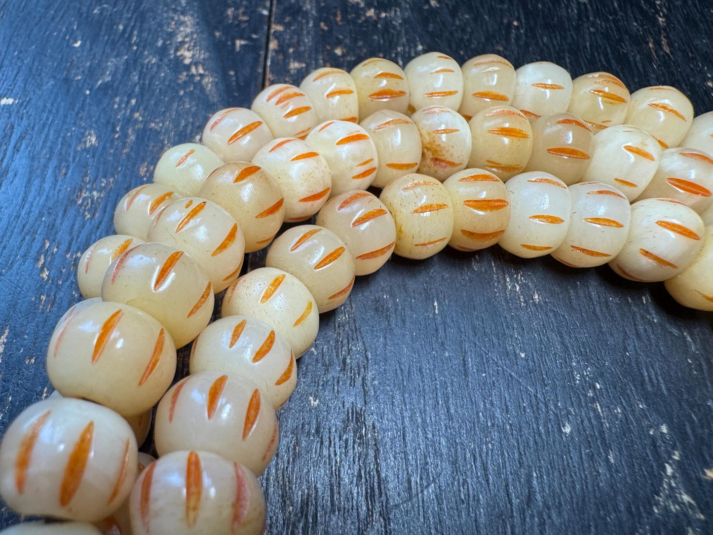 108 Yak Bone Mala Beads Necklace | Hand Carved Tibetan Style Prayer Beads | 11mm Meditation Mala 33 Inches