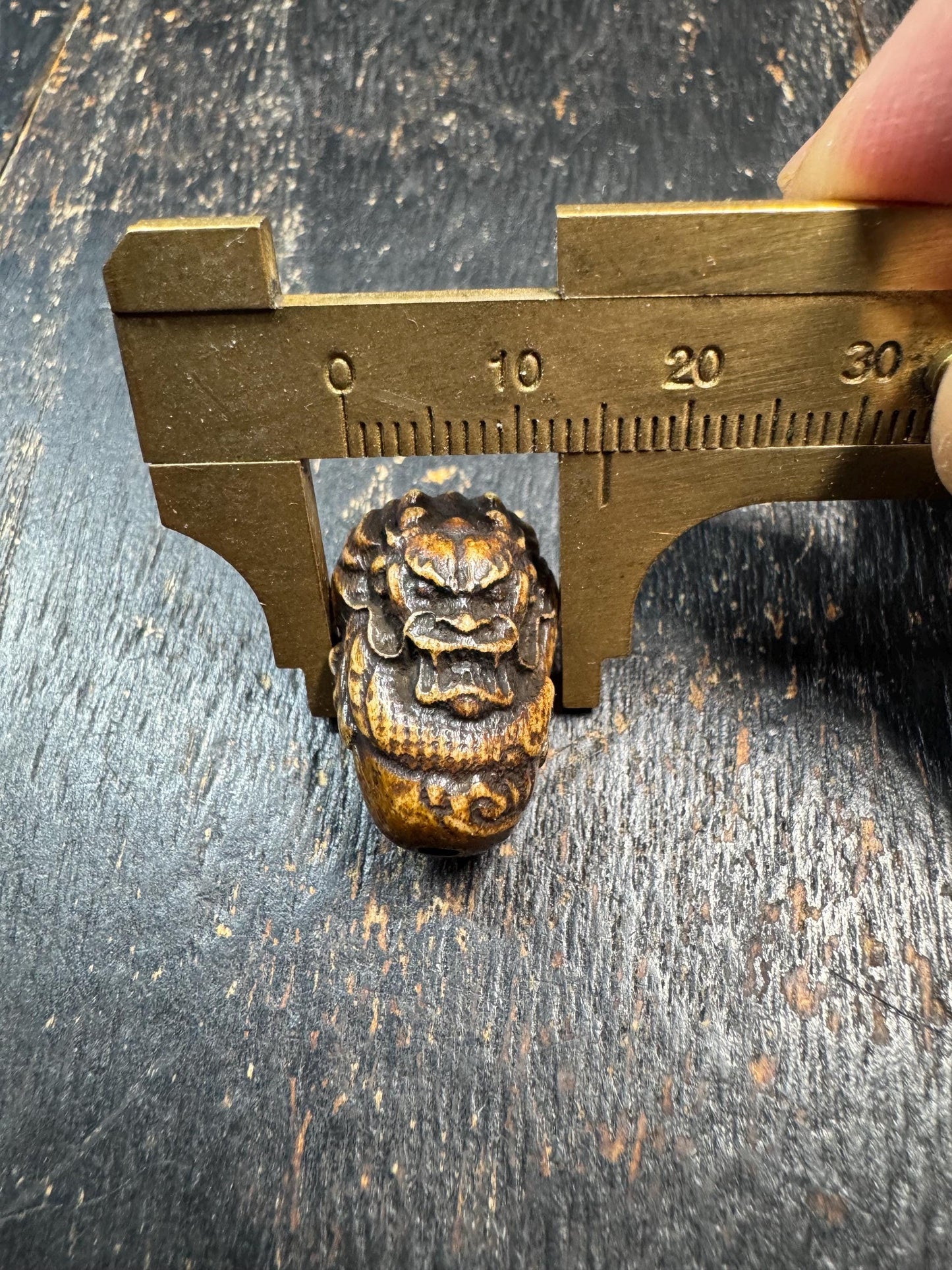 Hand Carved Yak Bone Dragon Guru Bead, Tibetan Style Dragon Carving Mala Focal Bead, Handmade Spiritual Jewelry Bead