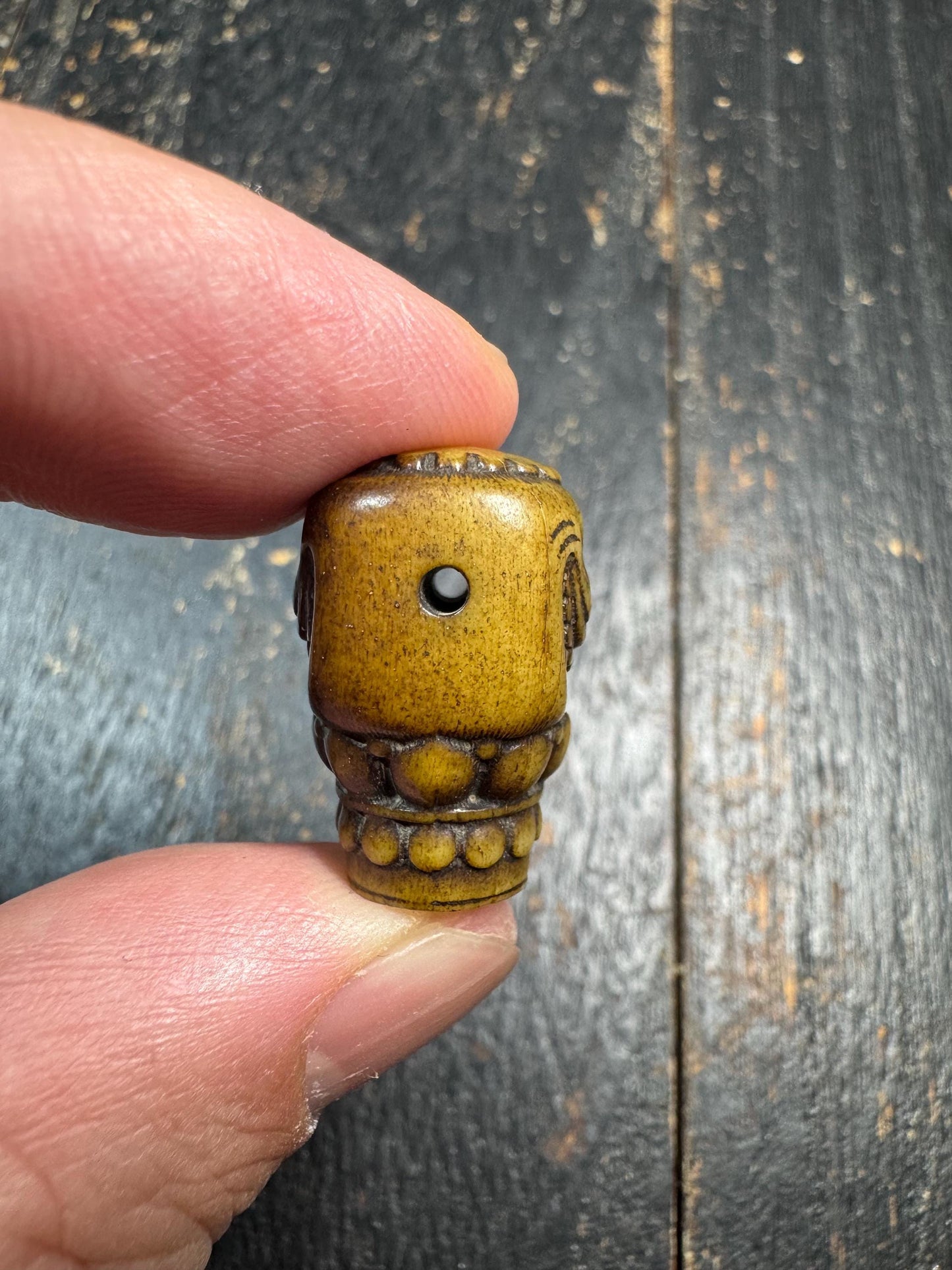 Hand Carved Yak Bone Skull Guru Bead, Tibetan Style Kapala Mala Focal Bead, Handmade Carved Bone Bead for Jewelry Making