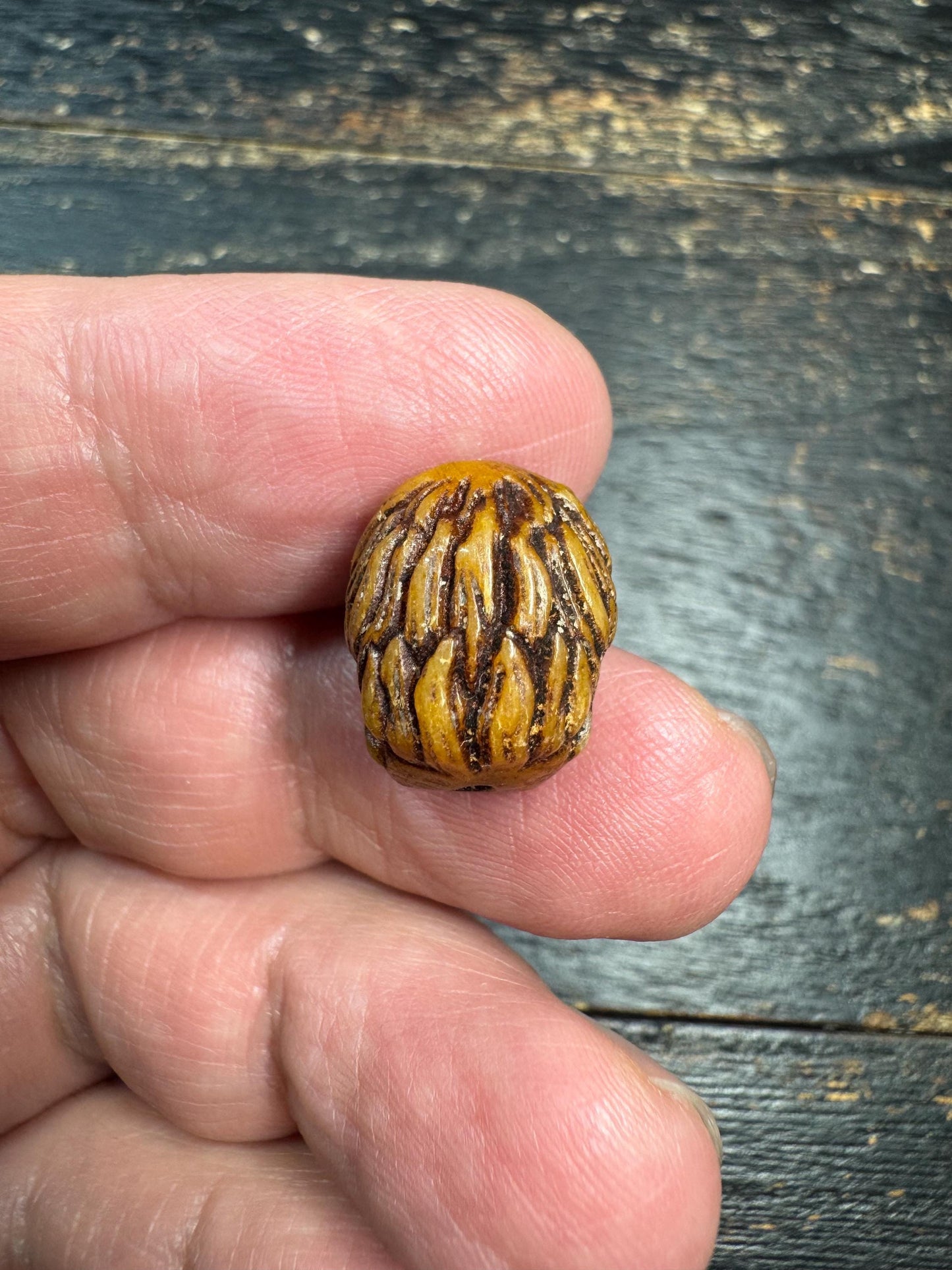 Hand Carved Yak Bone Face Guru Bead 16mm, Tibetan Style Guardian Mask Mala Focal Bead, Handmade Bone Bead for Jewelry Making