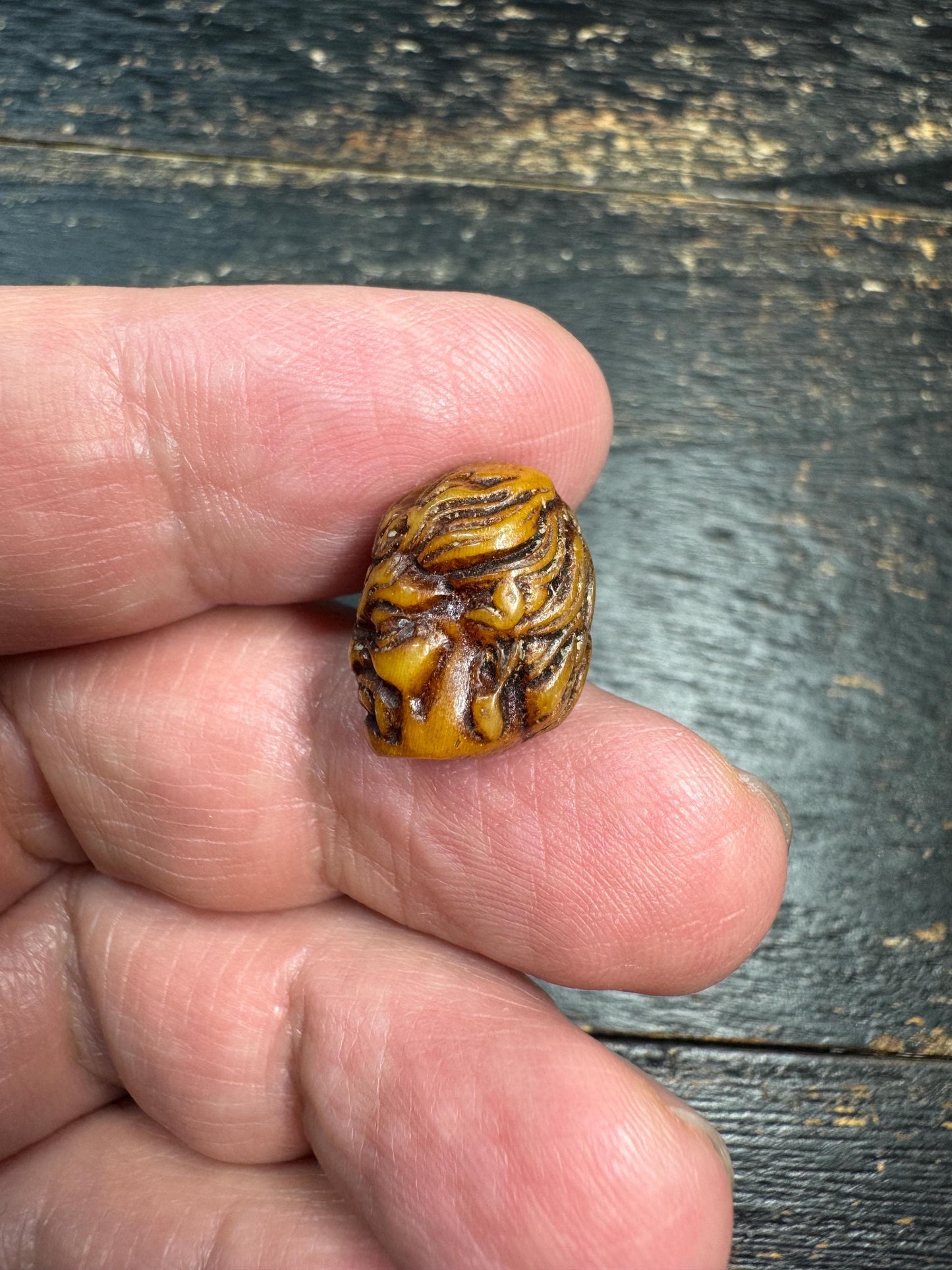 Hand Carved Yak Bone Face Guru Bead 16mm, Tibetan Style Guardian Mask Mala Focal Bead, Handmade Bone Bead for Jewelry Making