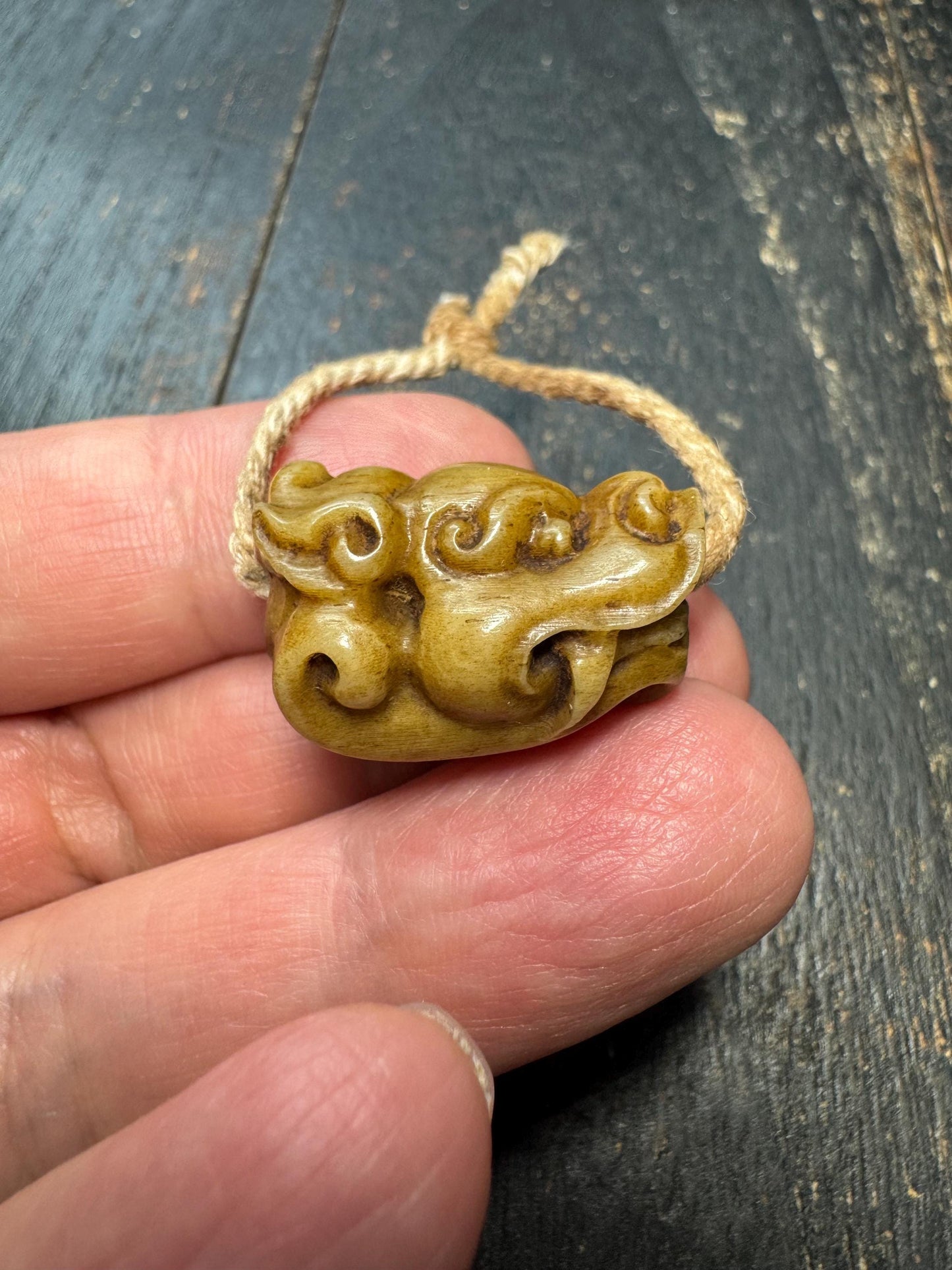 Hand Carved Yak Bone Dragon Bead | Tibetan Style Connector Bead | Two Hole Mala Spacer | Himalayan Jewelry Supply