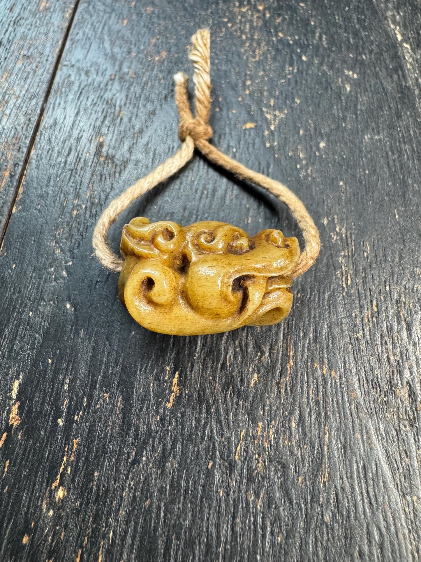 Hand Carved Yak Bone Dragon Bead | Tibetan Style Connector Bead | Two Hole Mala Spacer | Himalayan Jewelry Supply