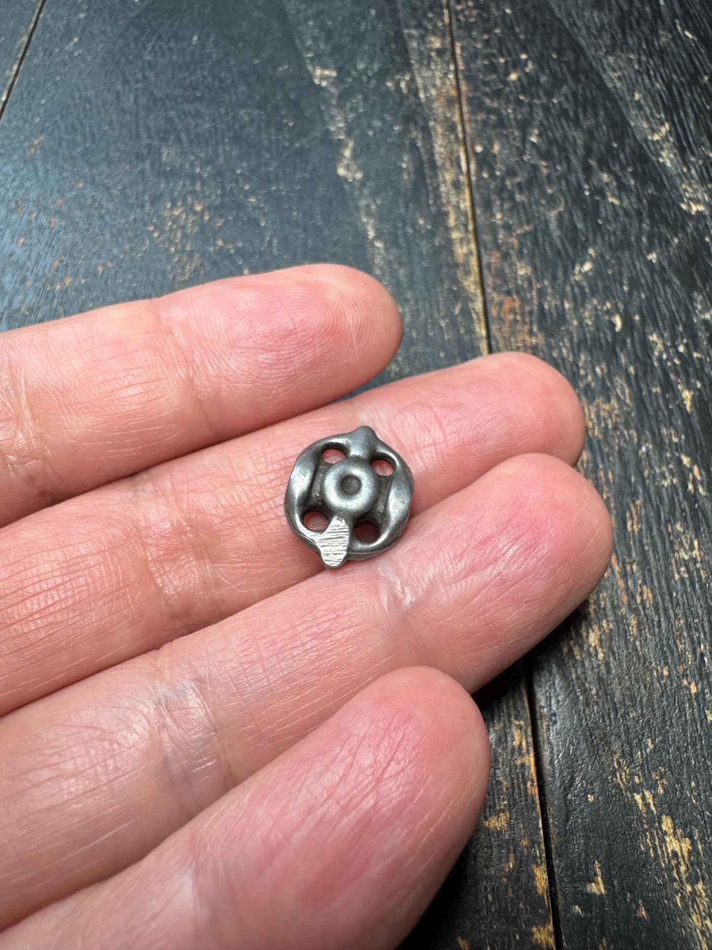Tibetan Five Eyes Six Powers Amulet Bead – Thogchag Style Iron Back Cloud Connector, Mandala Spacer for Mala Making
