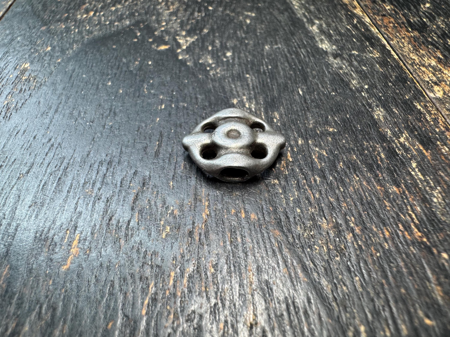 Tibetan Five Eyes Six Powers Amulet Bead – Thogchag Style Iron Back Cloud Connector, Mandala Spacer for Mala Making