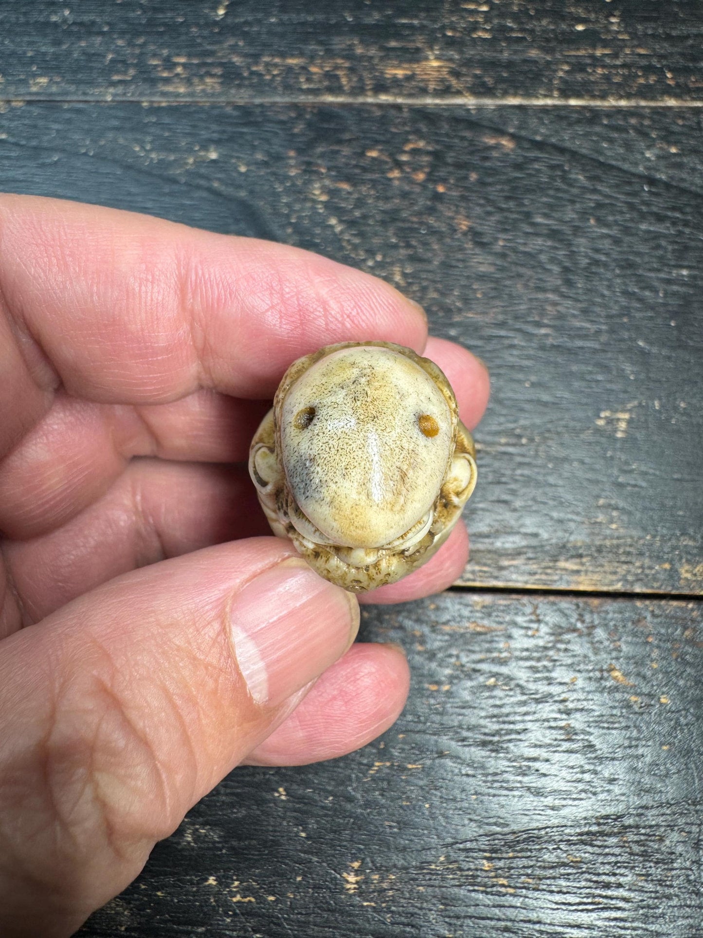 Hand Carved Bodhidharma Deer Antler Pendant, Daruma Zen Monk Guru Bead, Tibetan Buddhist Style Amulet, One of a Kind