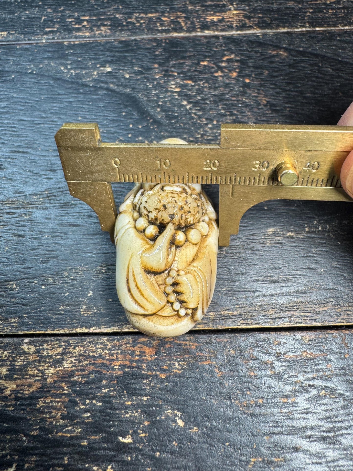 Hand Carved Bodhidharma Deer Antler Pendant, Daruma Zen Monk Guru Bead, Tibetan Buddhist Style Amulet, One of a Kind