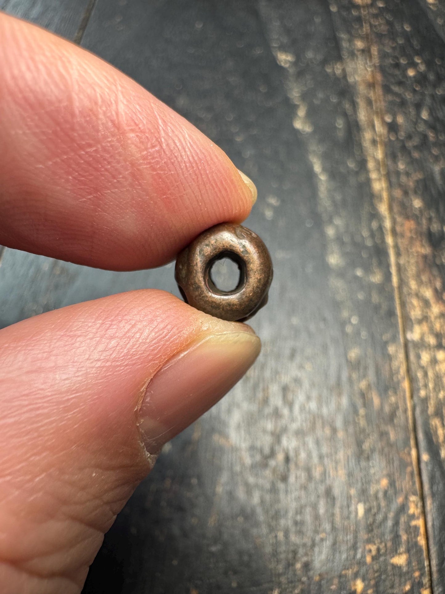 Vintage Tibetan Brass Skull Bead | Buddhist Mala Spacer Bead | Himalayan Amulet Talisman
