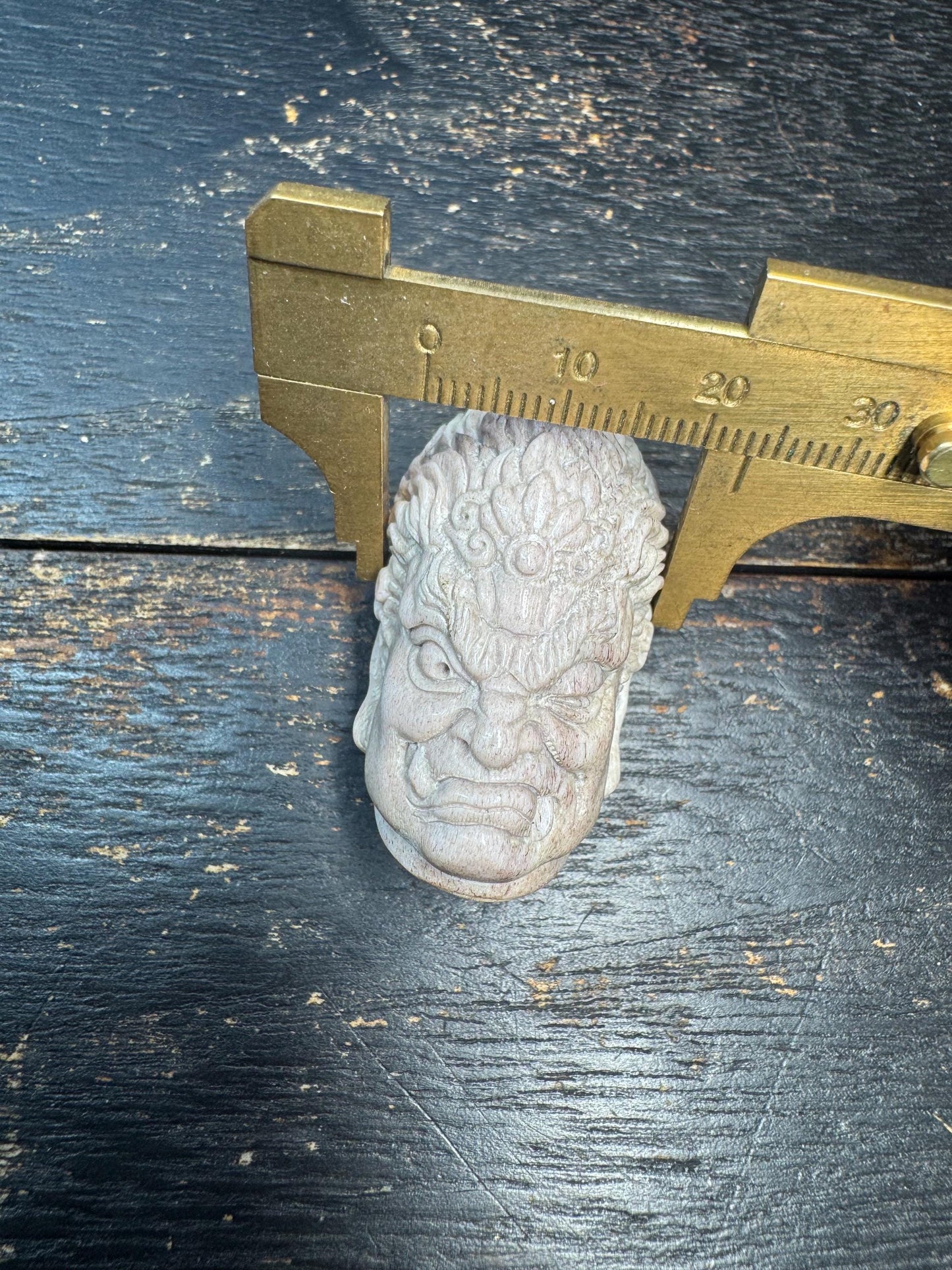Hand Carved Deer Antler Wrathful Face Pendant, Tibetan Protector Deity Head, Himalayan Spiritual Amulet, Tribal Bone Carving