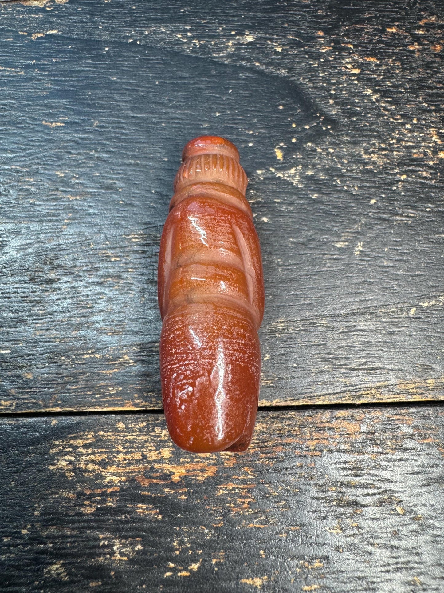 Hand Carved Carnelian Figurine Pendant, Red Agate Human Figure Bead, Tribal Style Stone Carving, Unique Collectible Charm