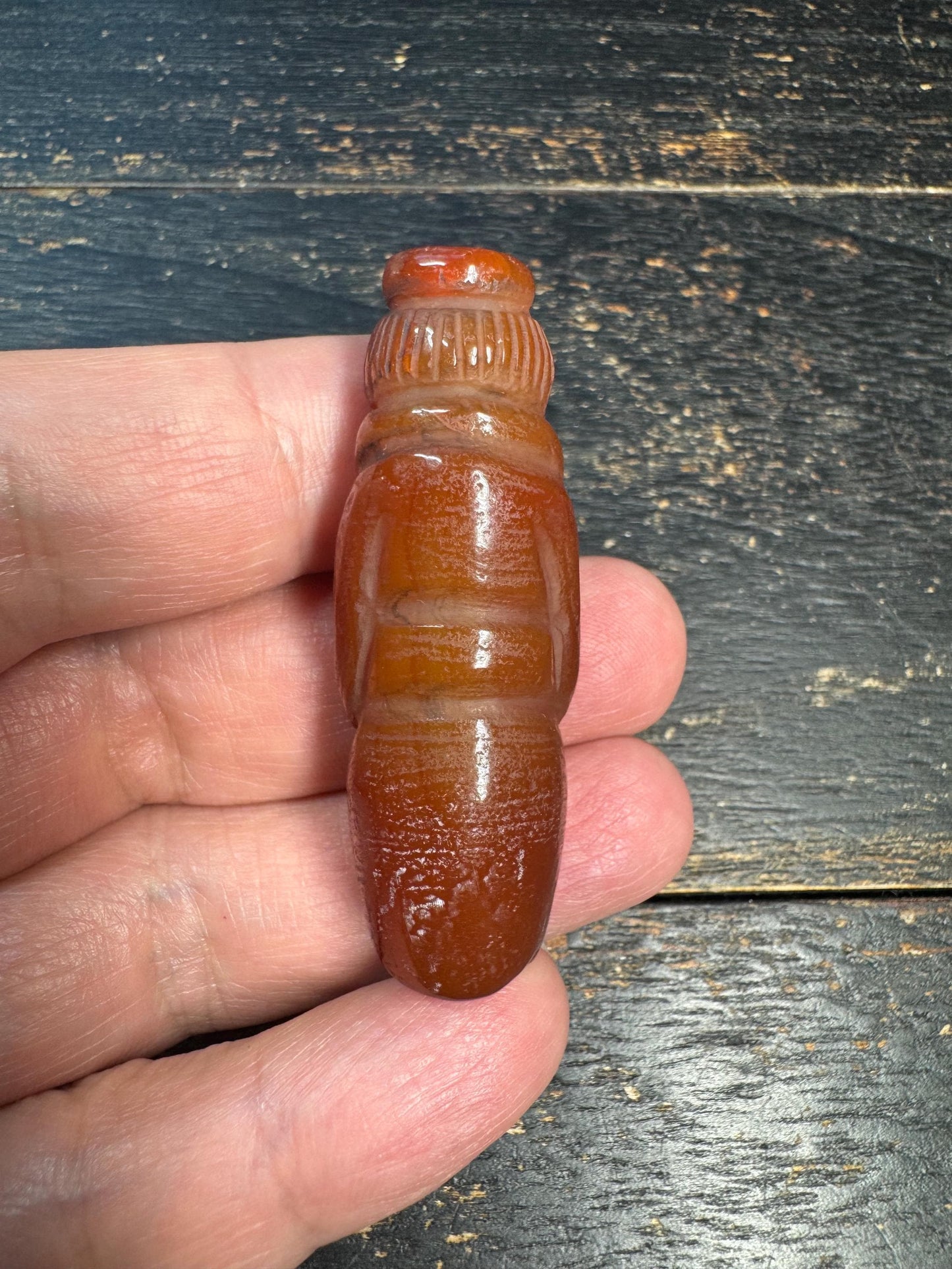 Hand Carved Carnelian Figurine Pendant, Red Agate Human Figure Bead, Tribal Style Stone Carving, Unique Collectible Charm