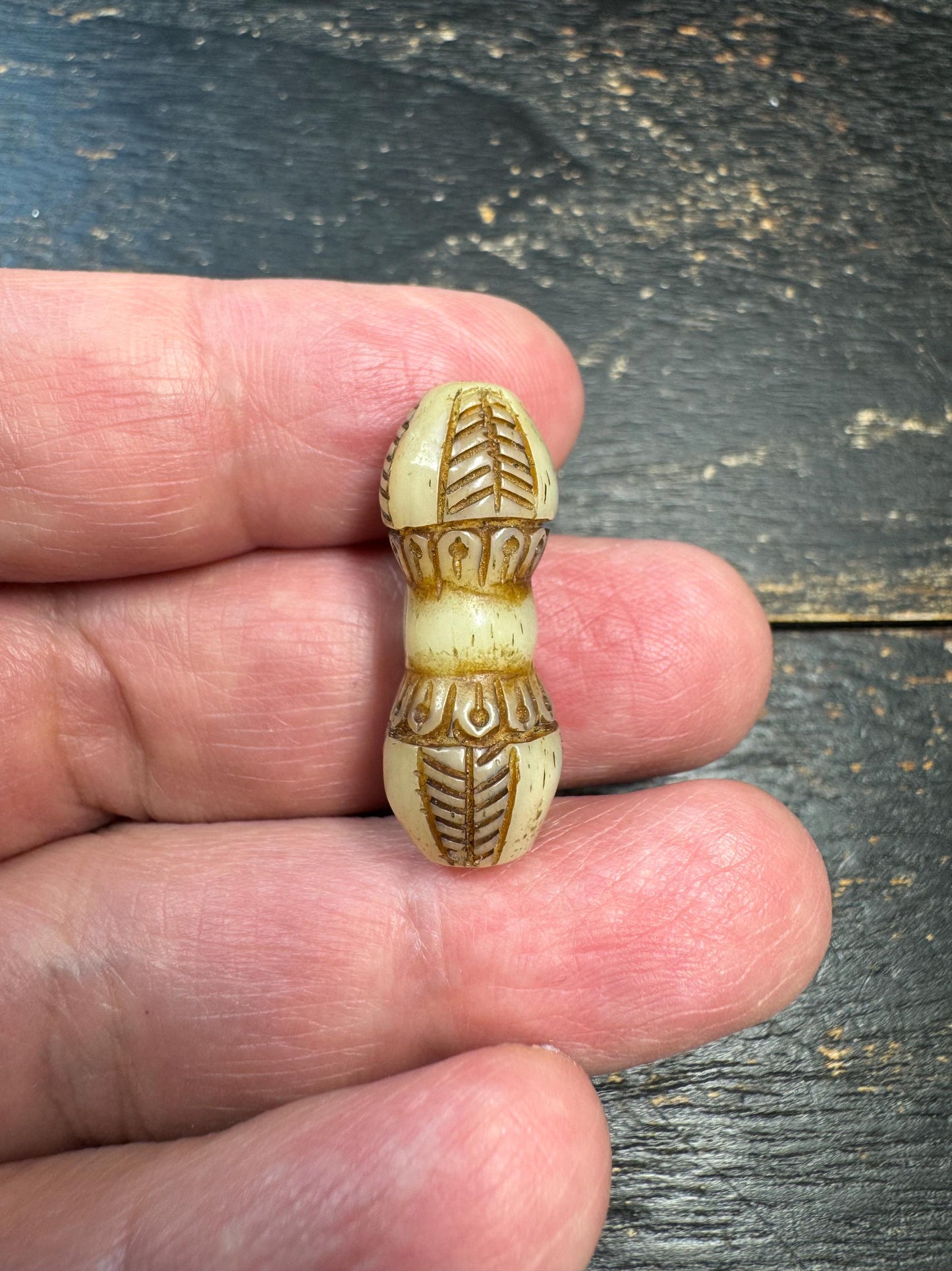 Hand Carved Yak Bone Vajra Bead, Tibetan Dorje Spacer Bead, Buddhist Mala Guru Bead, Spiritual Jewelry Supply