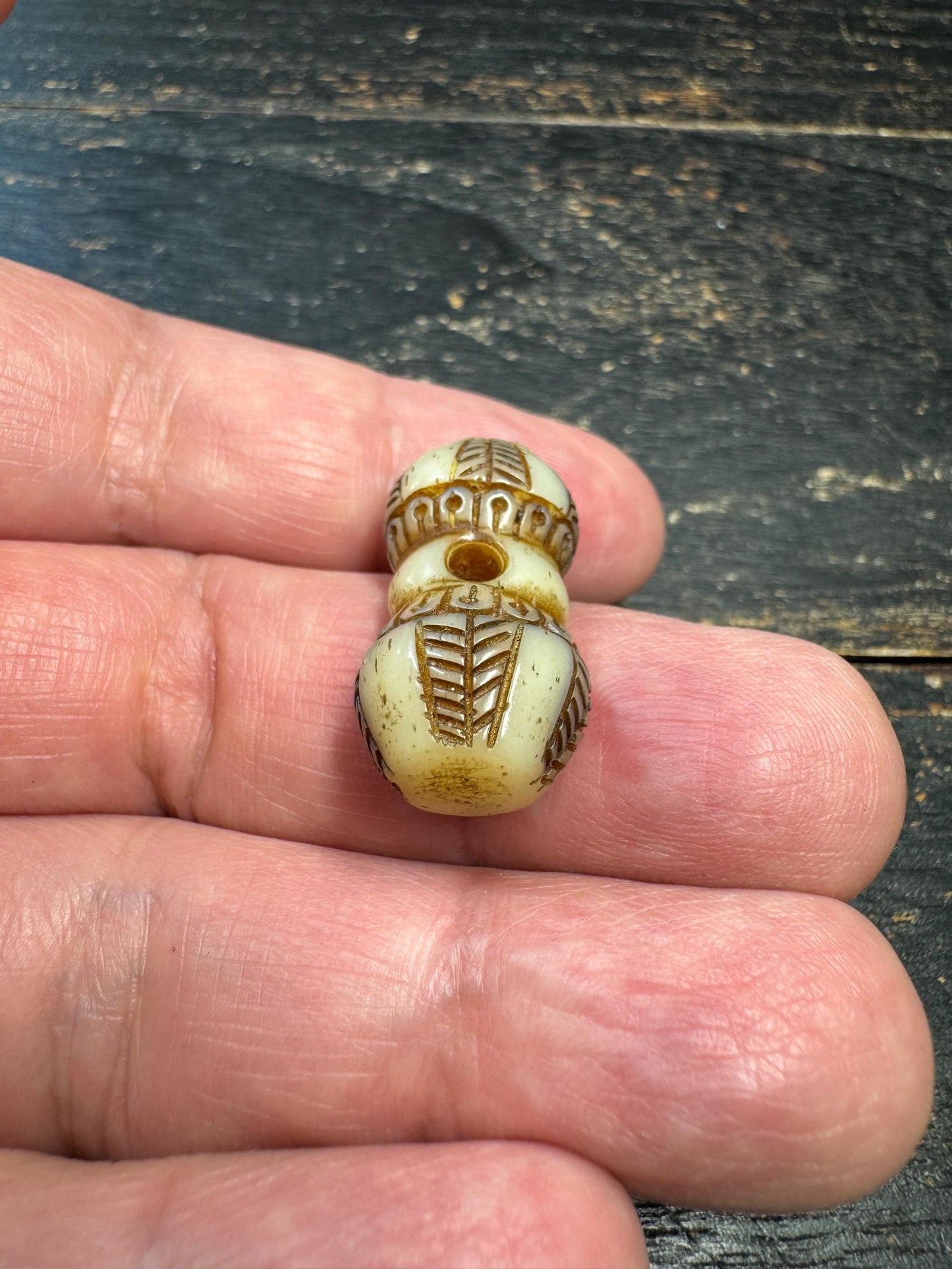 Hand Carved Yak Bone Vajra Bead, Tibetan Dorje Spacer Bead, Buddhist Mala Guru Bead, Spiritual Jewelry Supply