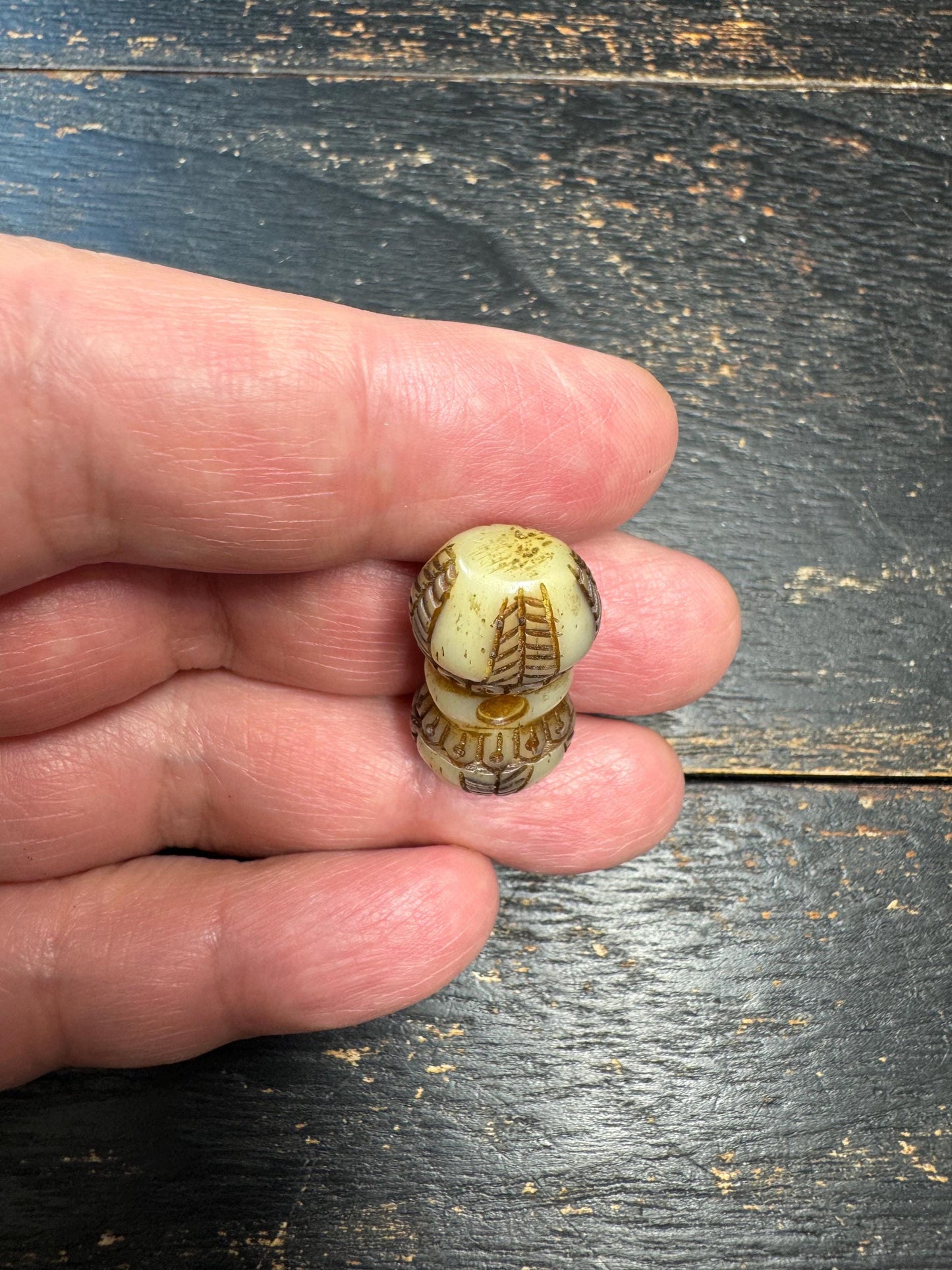 Hand Carved Yak Bone Vajra Bead, Tibetan Dorje Spacer Bead, Buddhist Mala Guru Bead, Spiritual Jewelry Supply