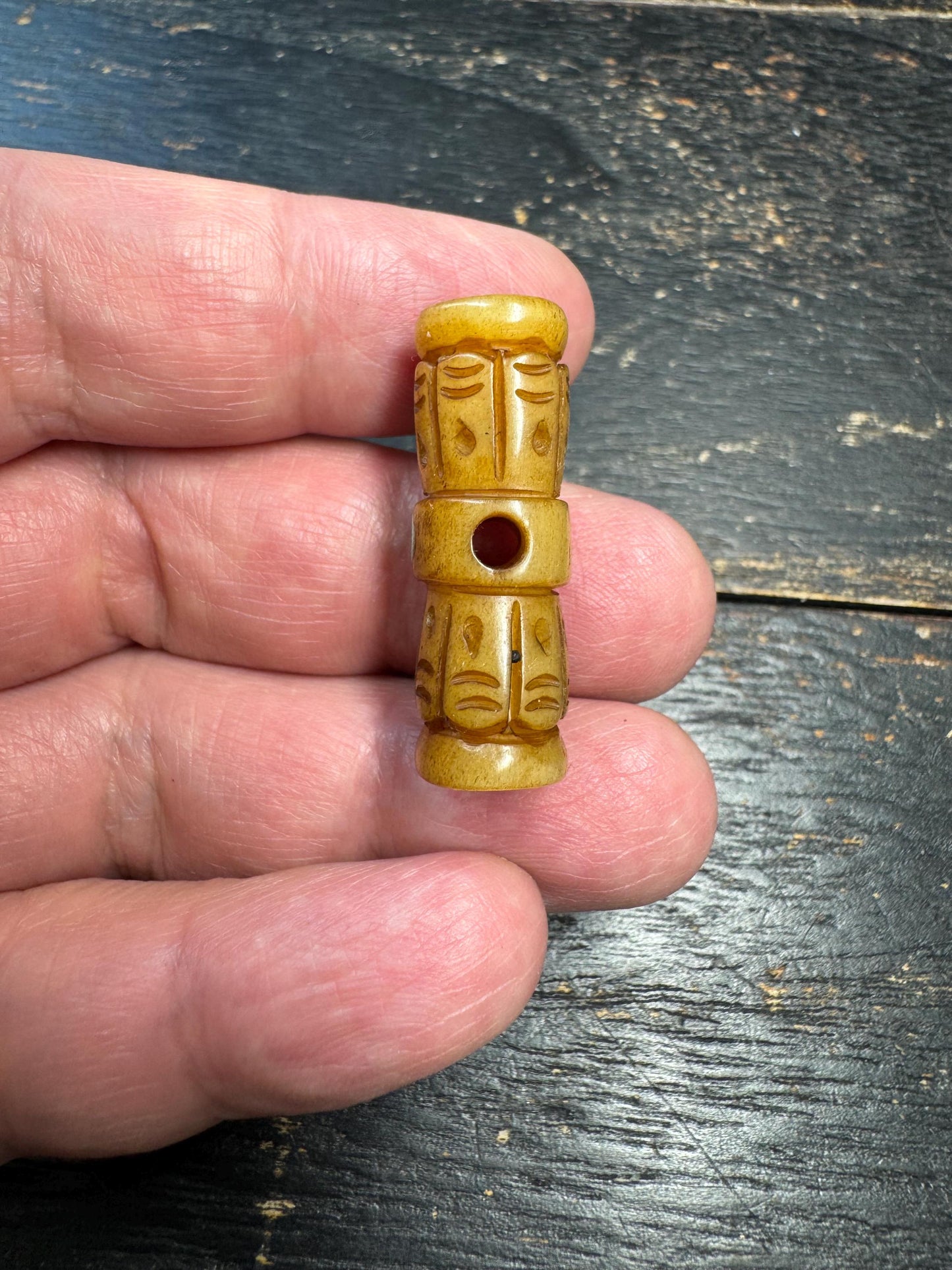 Hand Carved Yak Bone Vajra Guru Bead, Tibetan Dorje Mala Center Bead, Buddhist Prayer Jewelry Supply, Spiritual Amulet