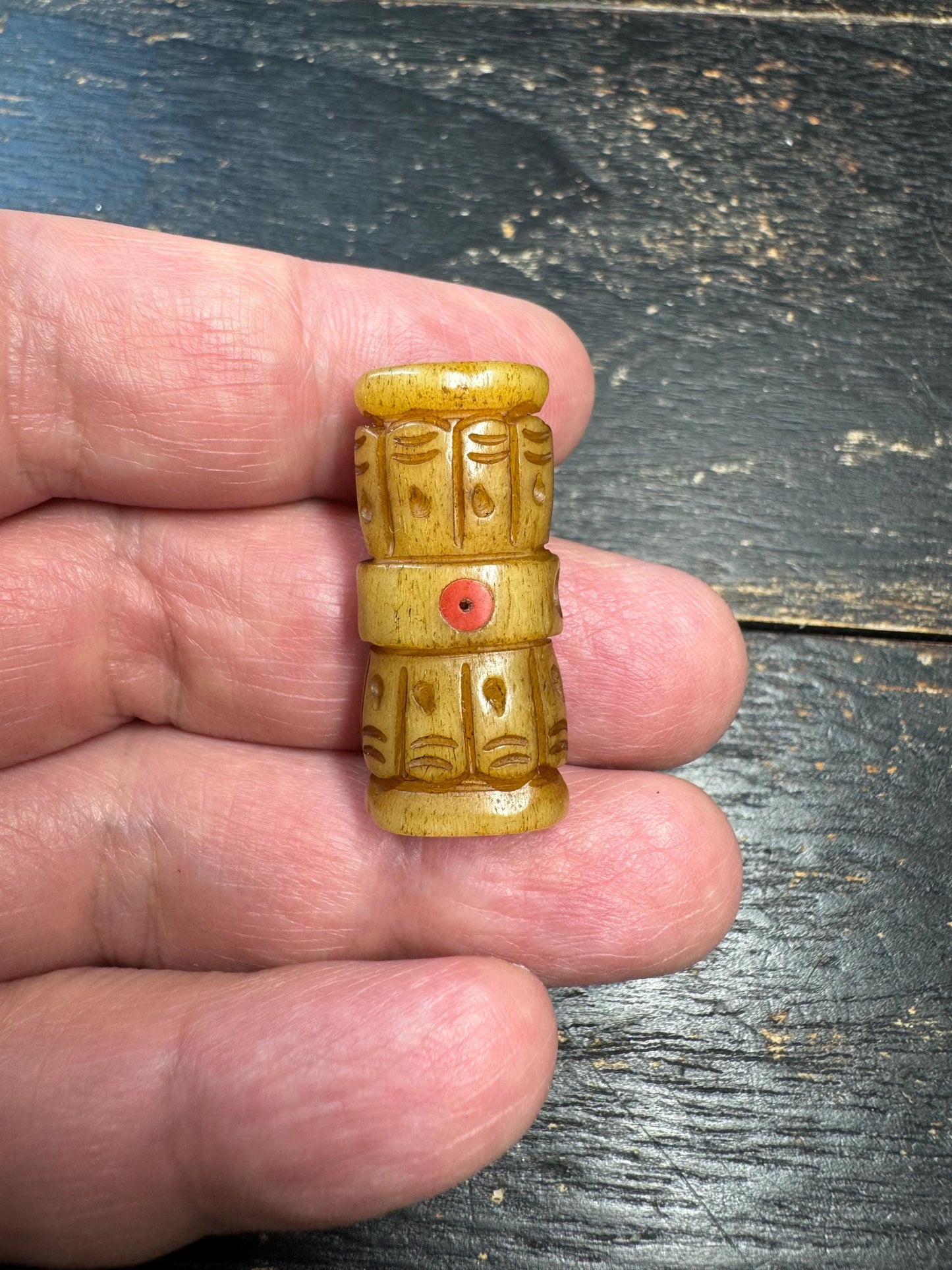 Hand Carved Yak Bone Vajra Guru Bead, Tibetan Dorje Mala Center Bead, Buddhist Prayer Jewelry Supply, Spiritual Amulet