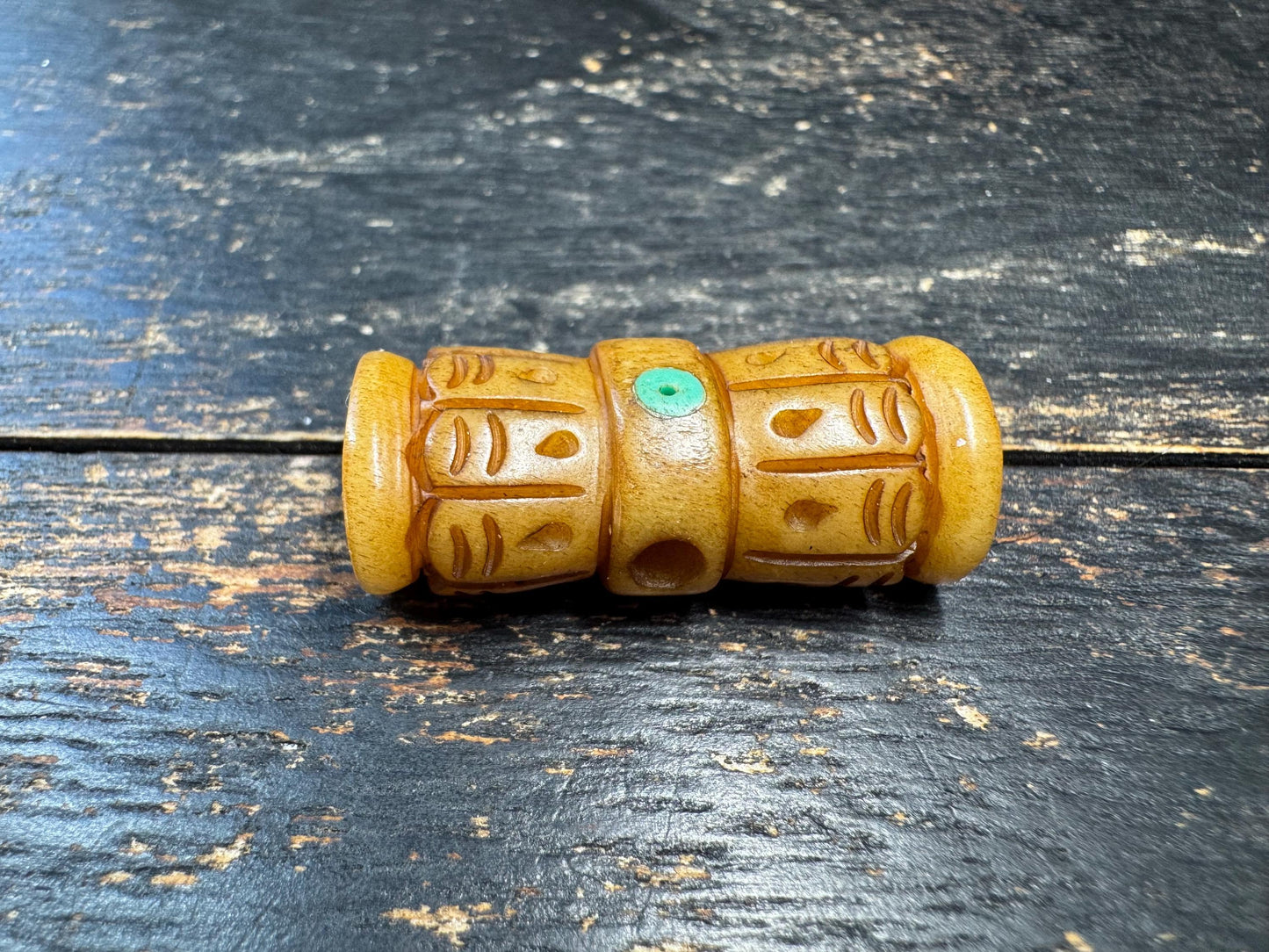 Hand Carved Yak Bone Vajra Guru Bead, Tibetan Dorje Mala Center Bead, Buddhist Prayer Jewelry Supply, Spiritual Amulet