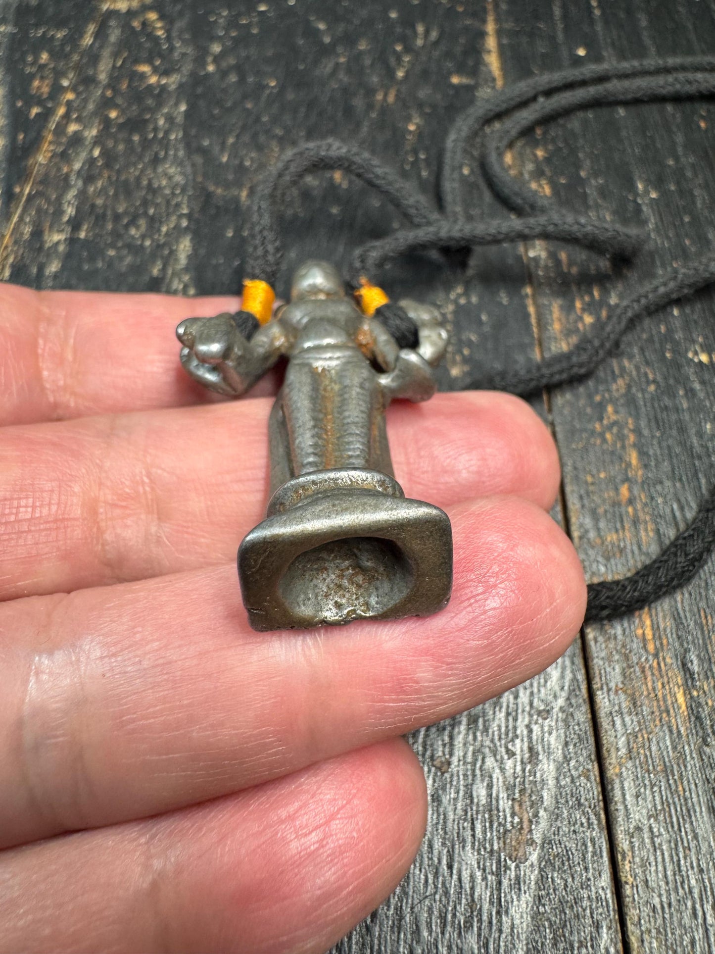 Tibetan Style Cold Iron Deity Pendant, Protective Figure Amulet, Multi Arm Goddess Talisman, Tribal Spiritual Necklace Charm