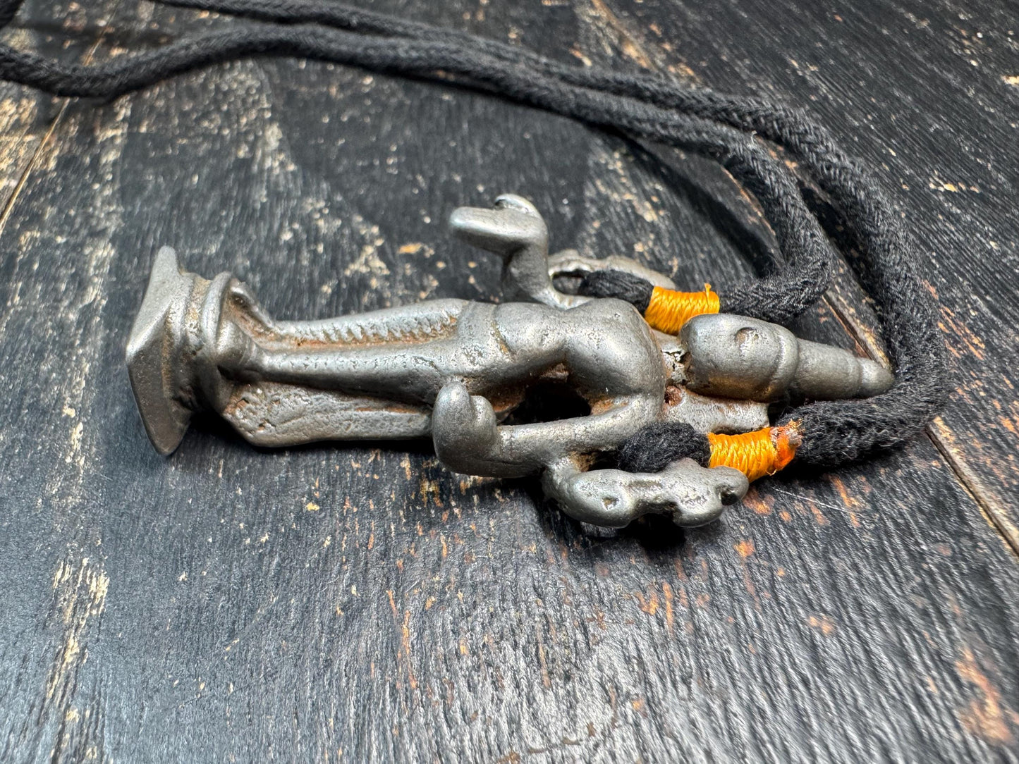 Tibetan Style Cold Iron Deity Pendant, Protective Figure Amulet, Multi Arm Goddess Talisman, Tribal Spiritual Necklace Charm