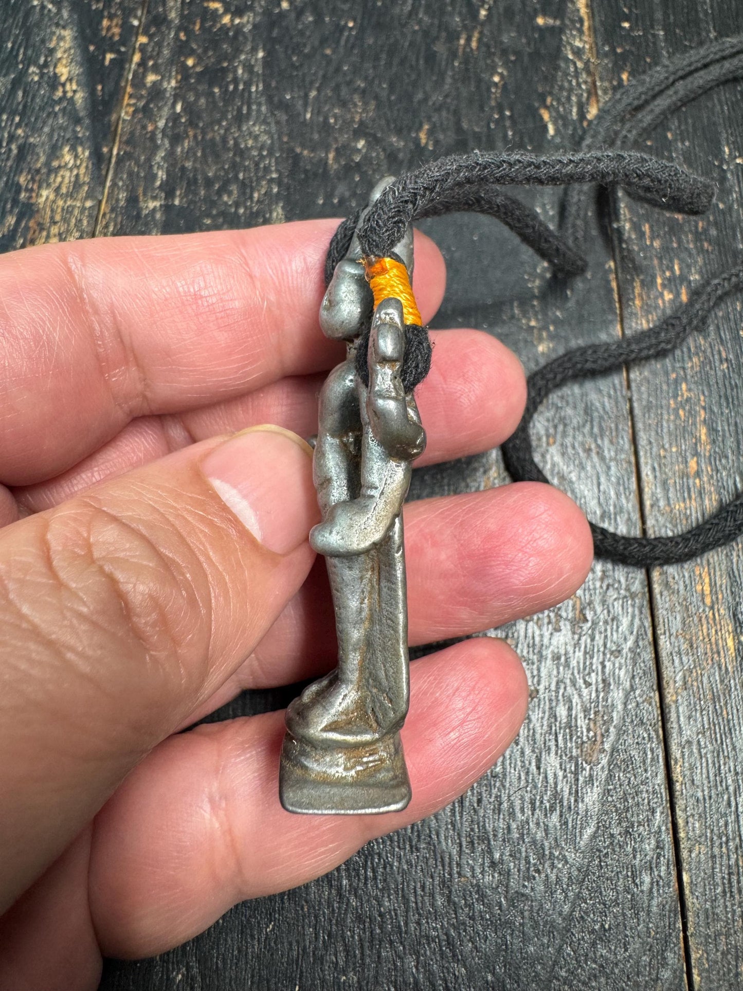 Tibetan Style Cold Iron Deity Pendant, Protective Figure Amulet, Multi Arm Goddess Talisman, Tribal Spiritual Necklace Charm